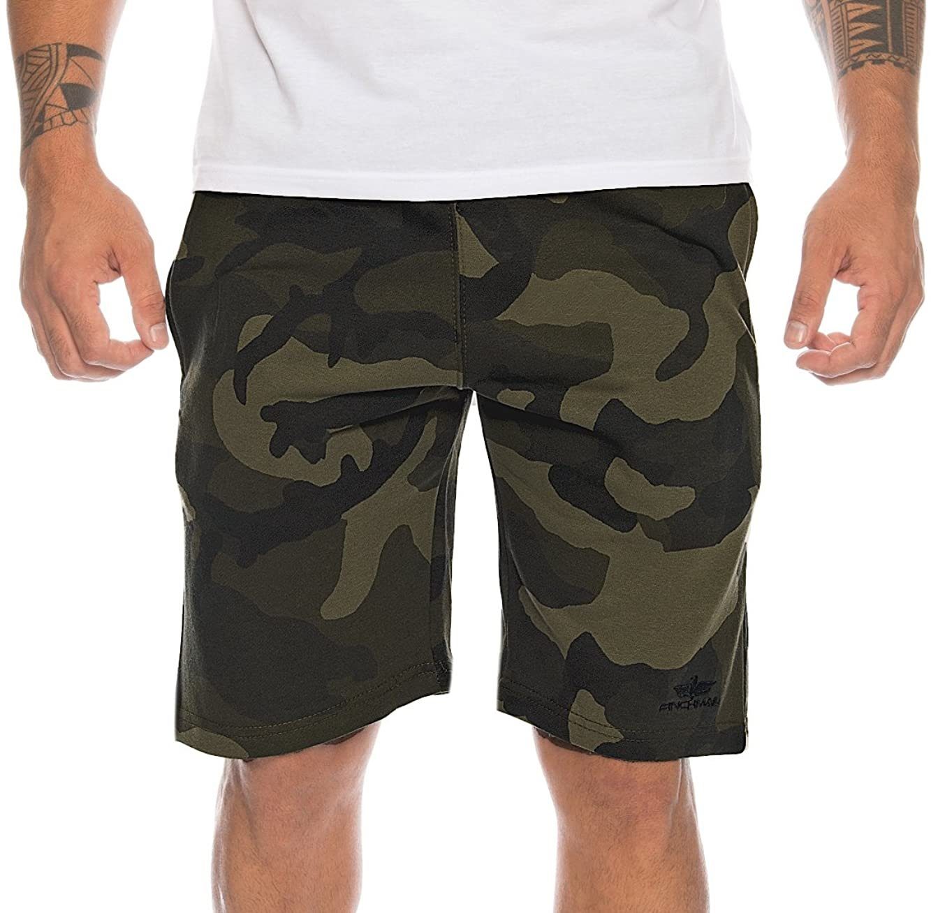 Finchman Cargoshorts FM191 Herren Cotton Camo Sweatpant Green Short Hose Sweat Bermuda Kurze