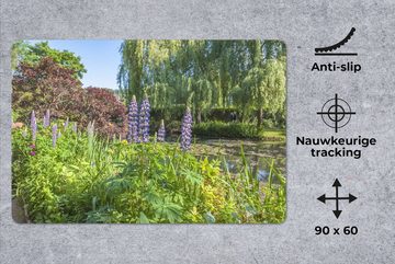 MuchoWow Gaming Mauspad Garten mit bunten Farben im französischen Garten von Monet in Europa (1-St), Büro für Tastatur und Maus, Mousepad Gaming, 90x60 cm, XXL, Großes