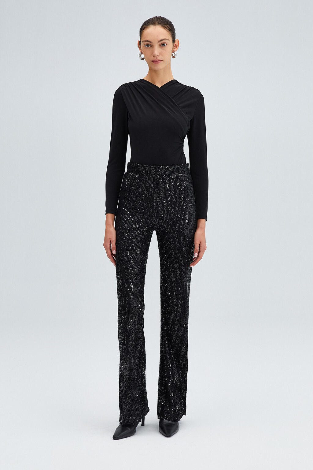 touche prive Langarmbody Drapierter Body für Damen, Polyester, Lycra, eleganter und dehnbarer E