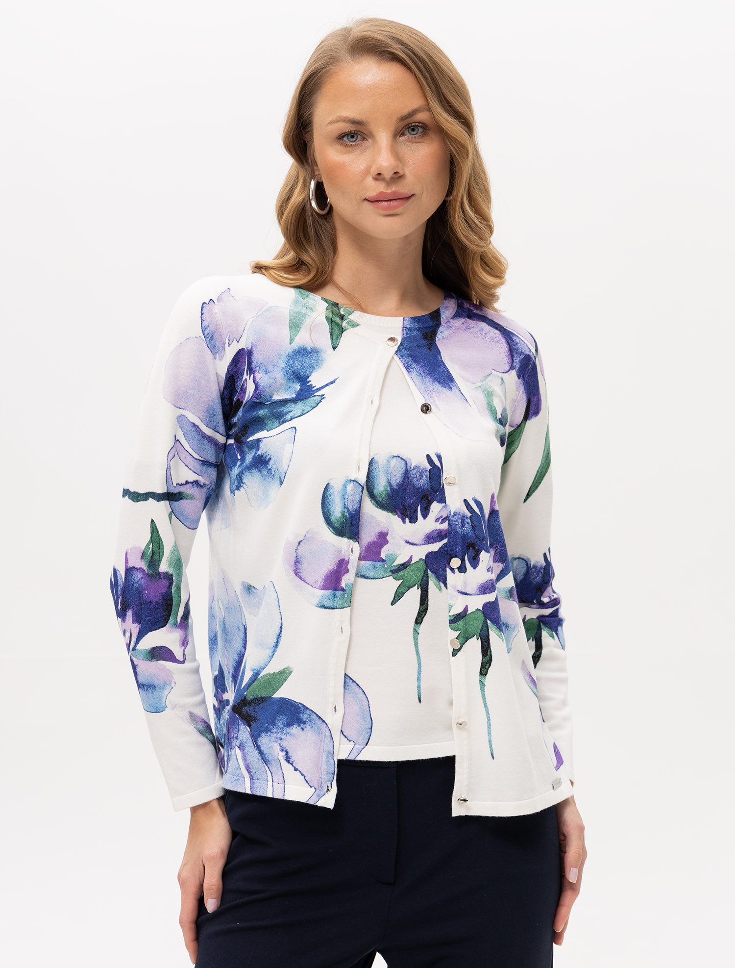 2-in-1-Strickjacke Twinset mit Blumen Muster