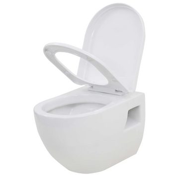 vidaXL Tiefspül-WC Hänge-Toilette mit Einbau-Spülkasten Keramik Weiß