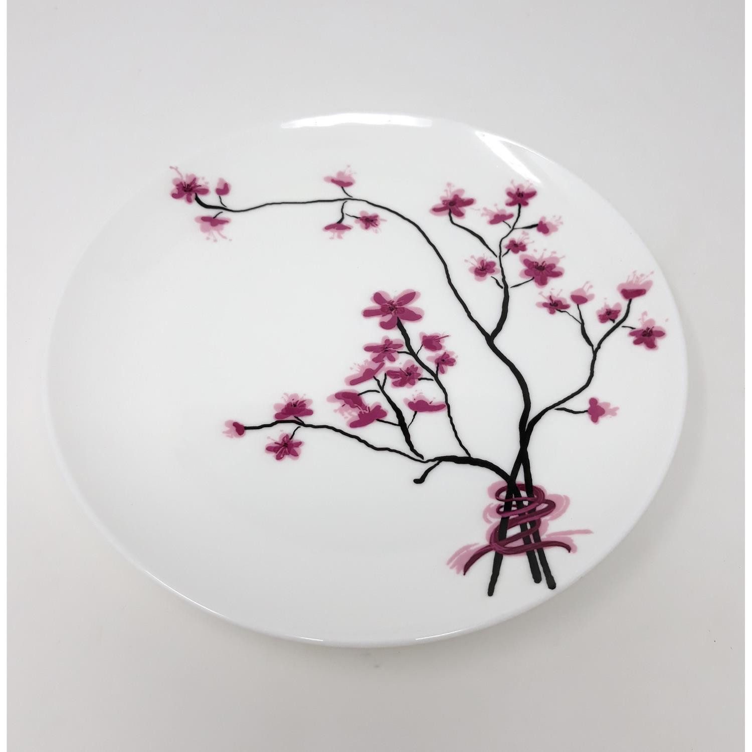 TeaLogic Kuchenteller Cherry Blossom, Spülmaschinengeeignet, Weiß, Motiv: Kirschblüten