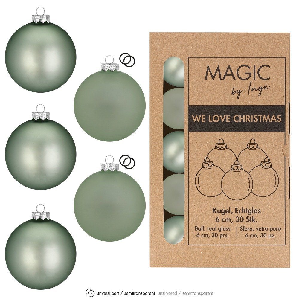 MAGIC by 6cm Weihnachtsbaumkugel, Weihnachtskugeln Inge Ivy Stück Glas Silent 30 
