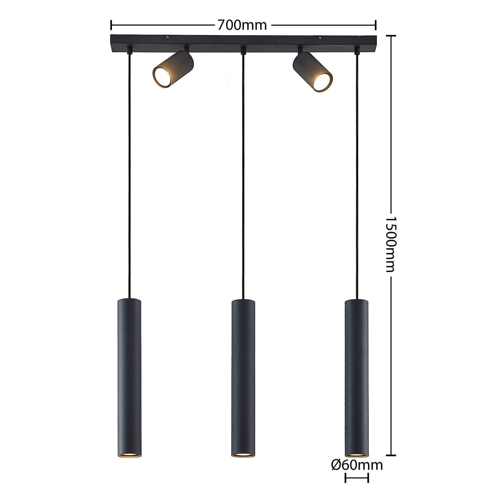 Modern, Leuchtmittel nicht 5 inklusive, dimmbar, GU10, Lindby Hängeleuchte sandSchwarz, Stahl, Sanad, Deckenlampe flammig,