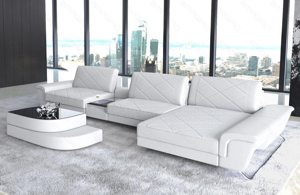 Sofa Dreams Ecksofa Leder Sofa Bari L Form Ledersofa, Couch, mit LED, verstellbare Rückenlehnen, Designersofa