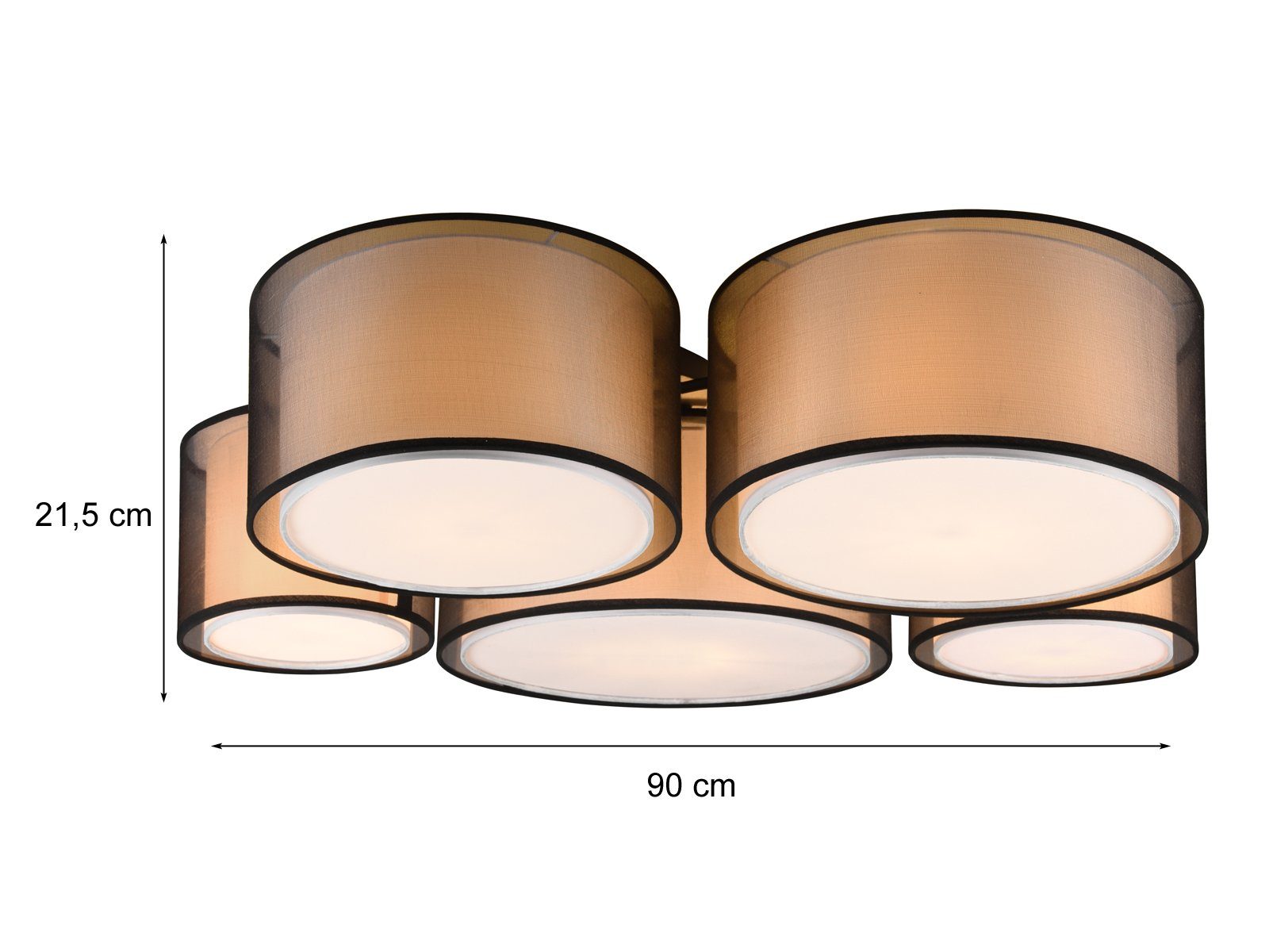 Deckenleuchte, Lampen-schirm, Designer 5x mit LED LED große ausgefallen-e Stoff wechselbar, Lampe 90cm meineWunschleuchte B: Warmweiß,