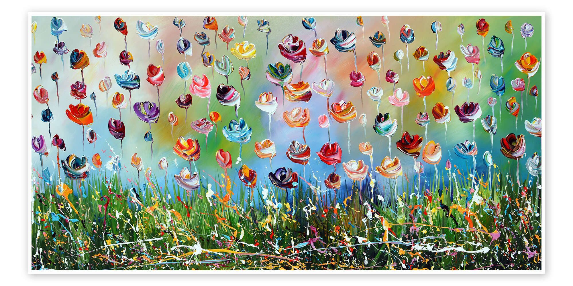 Posterlounge Wandbild Farbenfrohe Blumen III, Theheartofart Gena, erhältlich als Poster, Leinwandbild, Wandsticker oder Acrylglasbild
