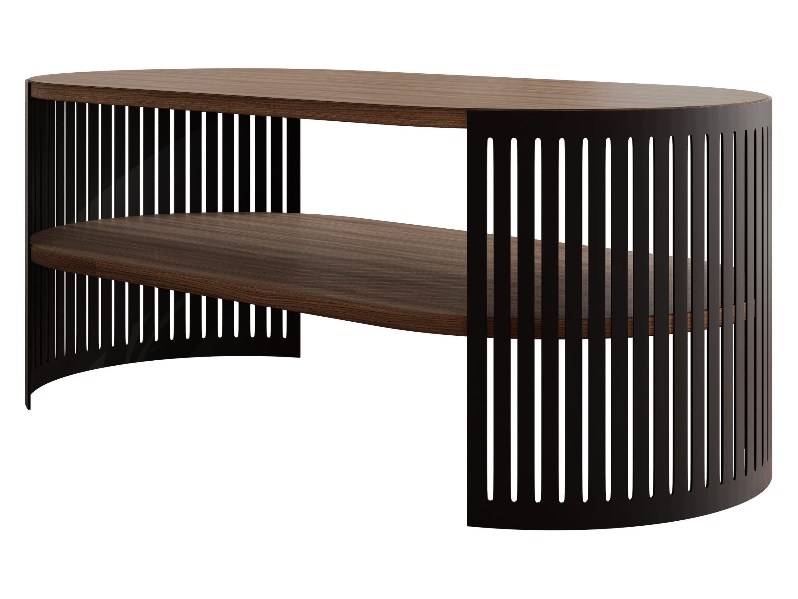 MIRJAN24 Couchtisch Fikoli Oval I (mit Regal), Gestell aus Stahl, 100x50x40 cm