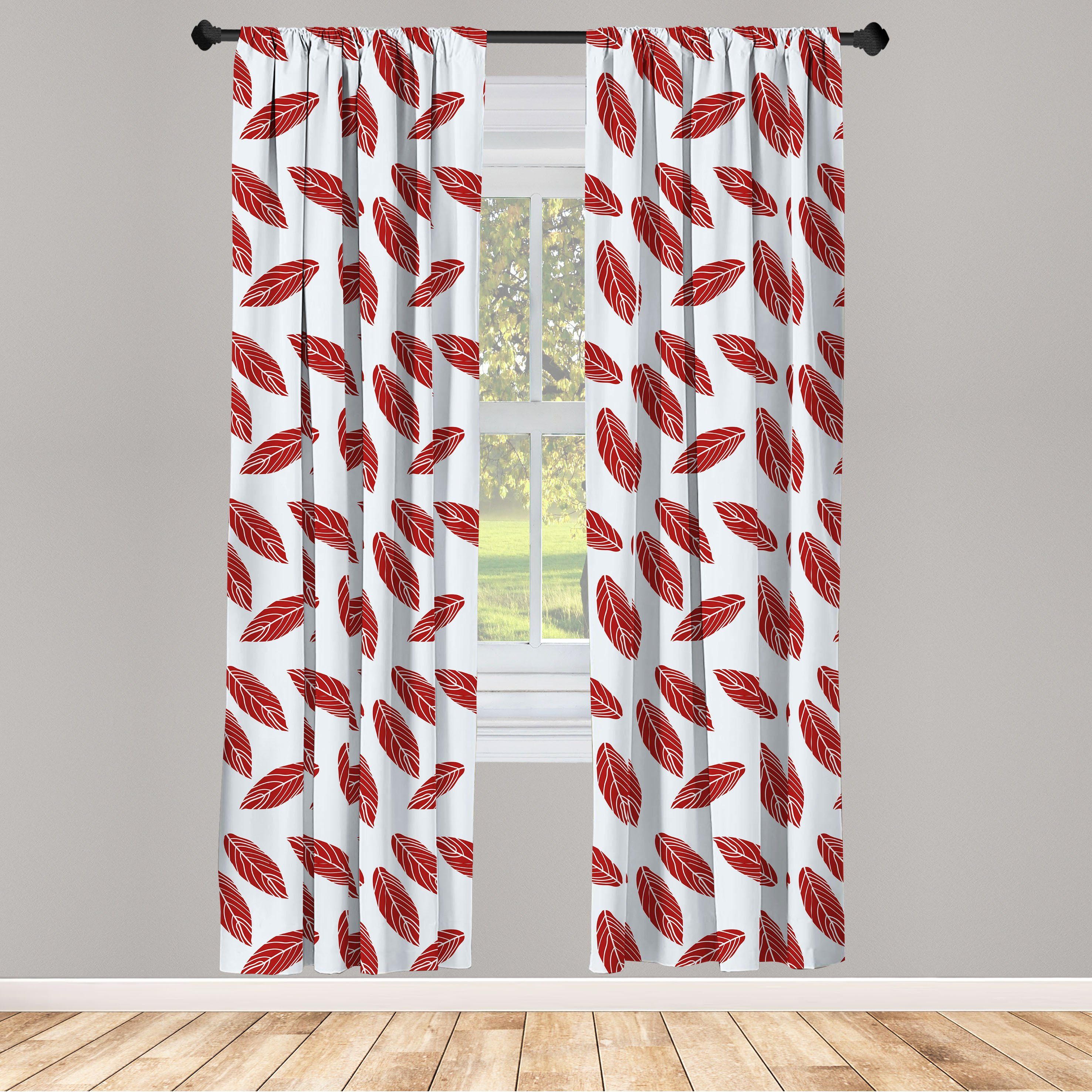 Gardine Vorhang für Wohnzimmer Schlafzimmer Dekor, Abakuhaus, Microfaser, Blätter Moderne abstrakte Blatt-Motiv-
