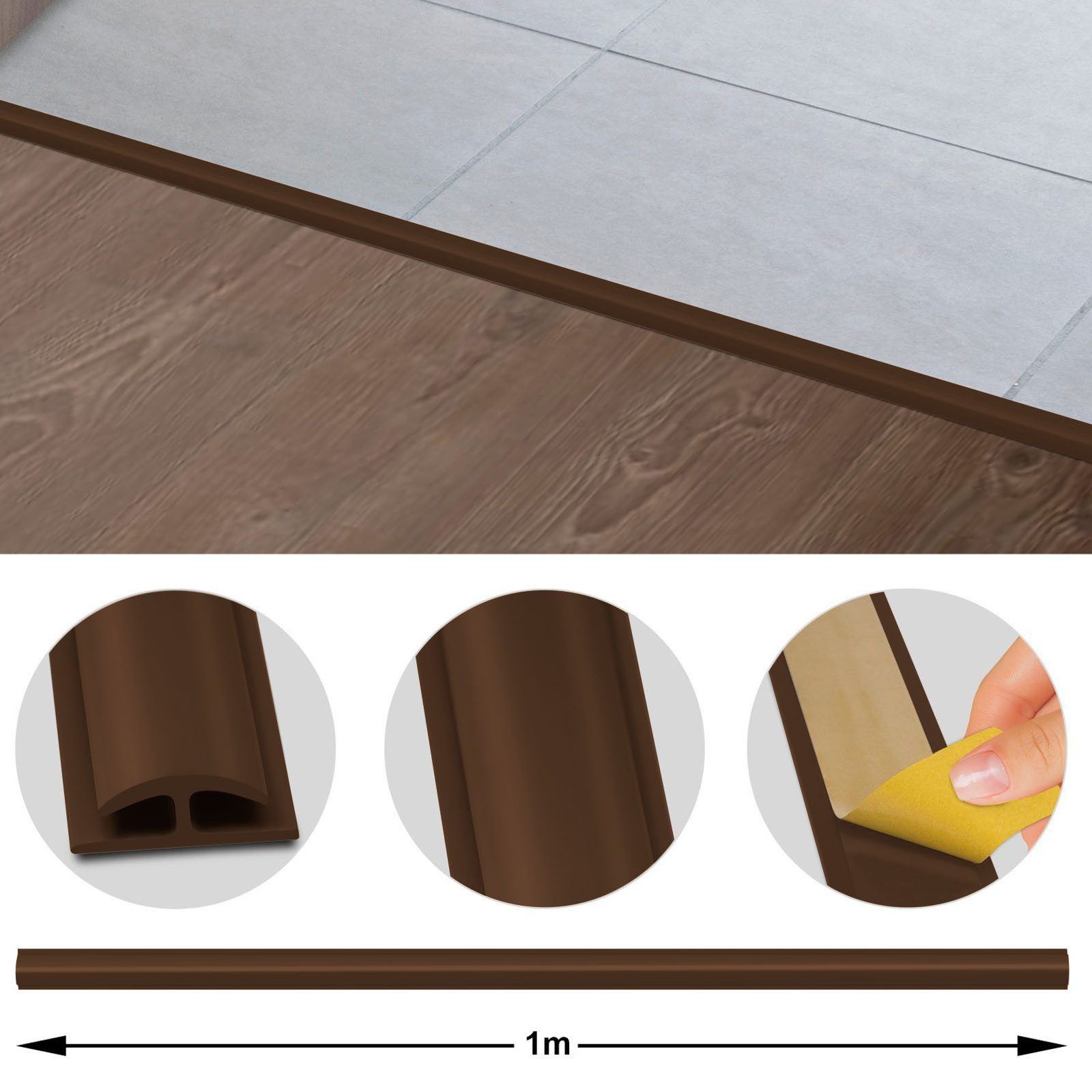 Floordirekt Abschlussleiste Doppeleinfassleiste Jersey, erhältlich in 3 Farben, Leiste, selbstklebend