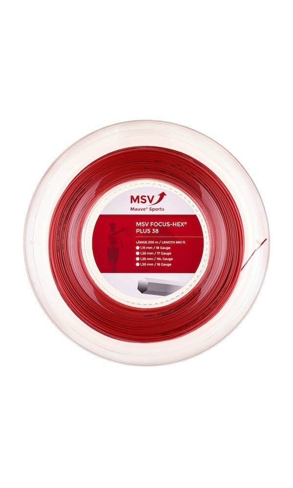 Tennissaite Focus Hex Plus 38 (Haltbarkeit+Spin) rot 200m Rolle