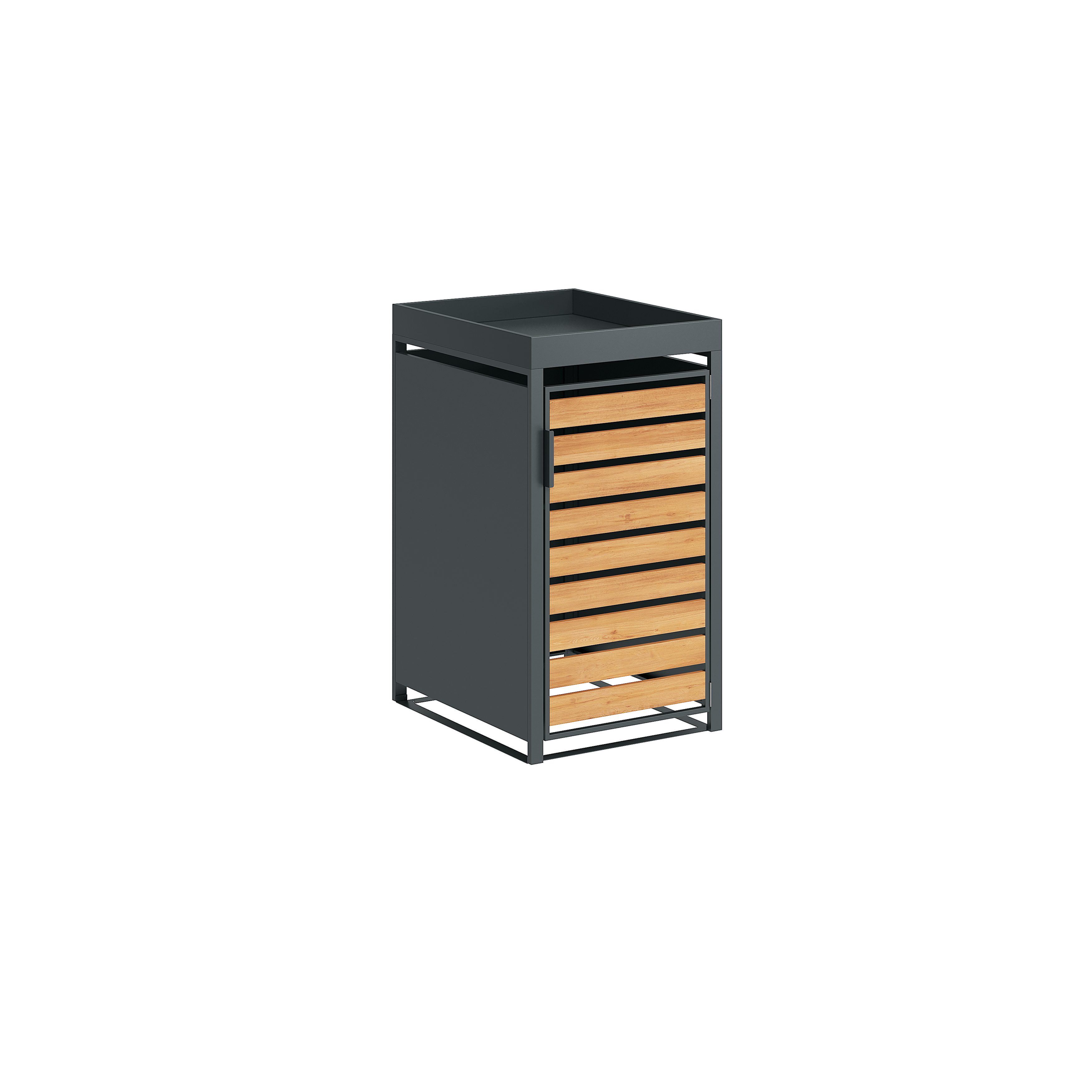 STEELSØN Mülltonnenbox Kestra mit Pflanzendach, Mülltonnenverkleidung aus Stahl (120 L, verfügbar mit 1, 2, 3, 4, oder 5 Türen), für 1 Tonne