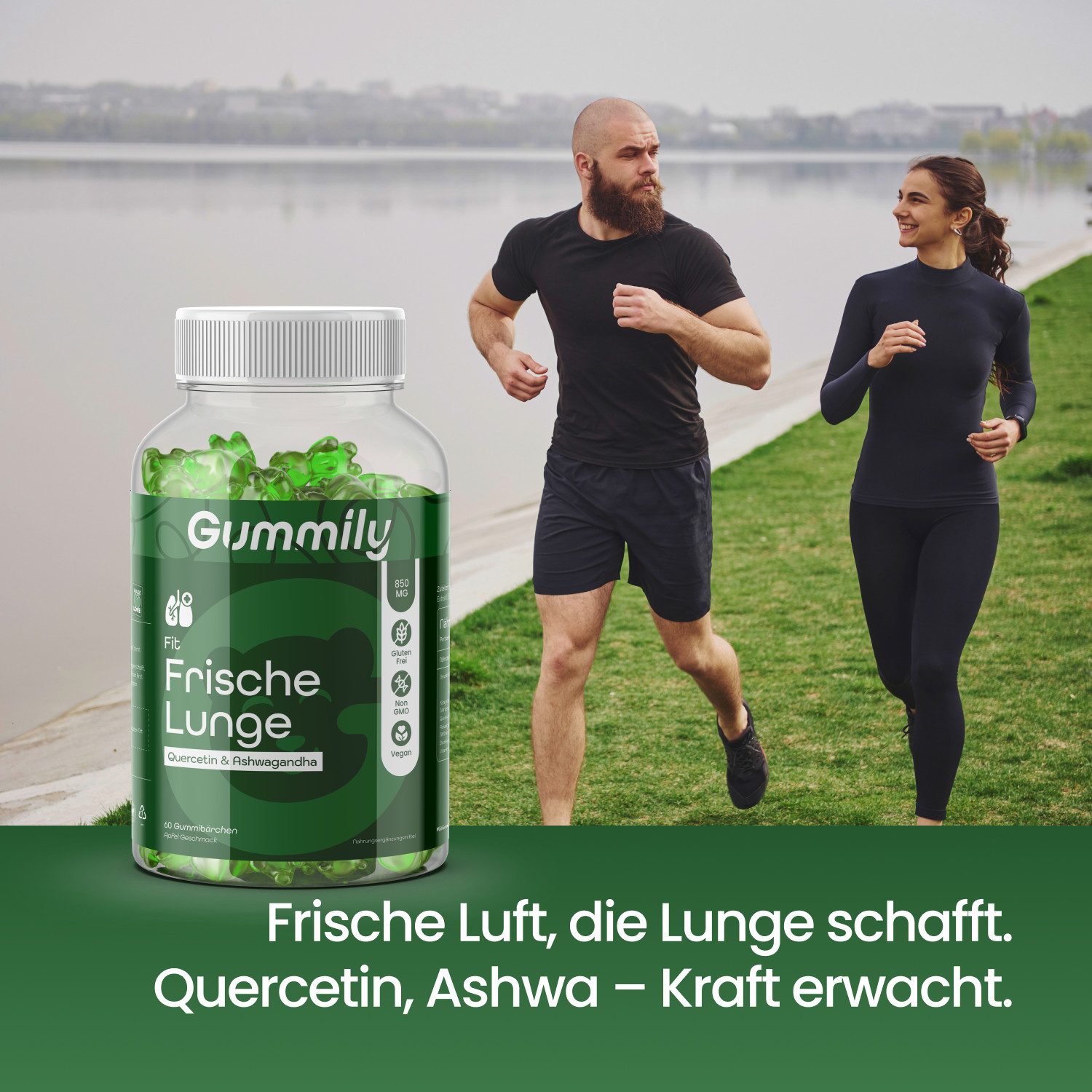 Gummily® Fit Frische Lungen Quercetin & Bromelain Gummibärchen mit Ashwagandha Gummibärchen, 180 g