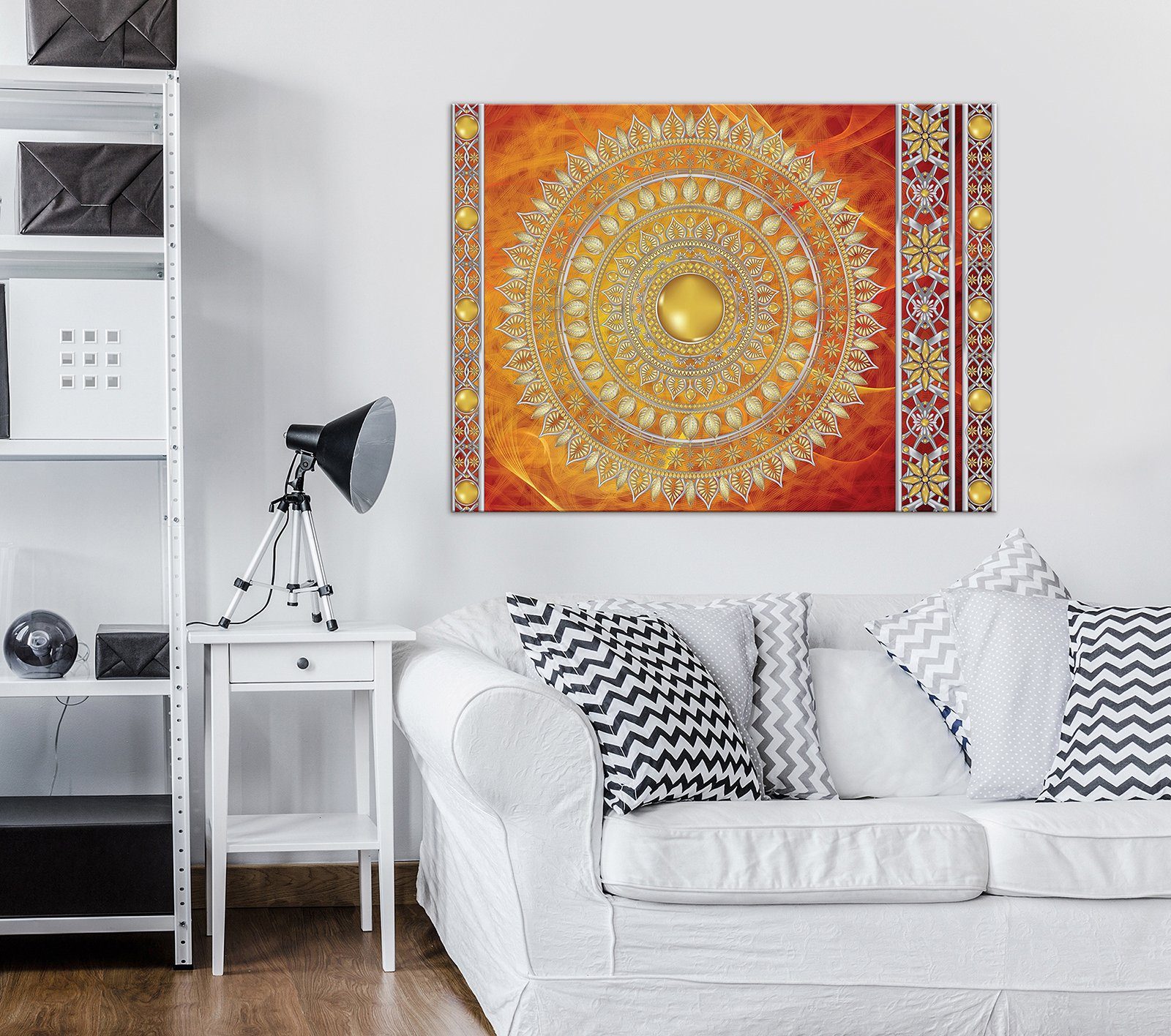 Modern Kunstdruck Mandala Orientalisch Leinwandbild (Einteilig), Abstrakt Wallarena Canvas Wandbilder Groß Wohnzimmer Aufhängefertig Leinwand Bilder Wandbild für Bild Auf XXL Schlafzimmer, Modern Leinwandbilder