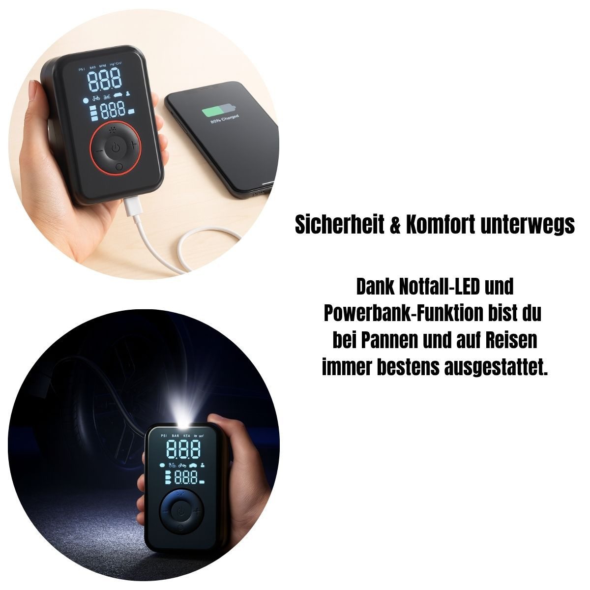 Patona Elektropumpe PATONA elektrische Luftpumpe, tragbarer Akku-Kompressor, 150 PSI, Dank Akku der ideale Begleiter für unterwegs. – Bild 5 von 5