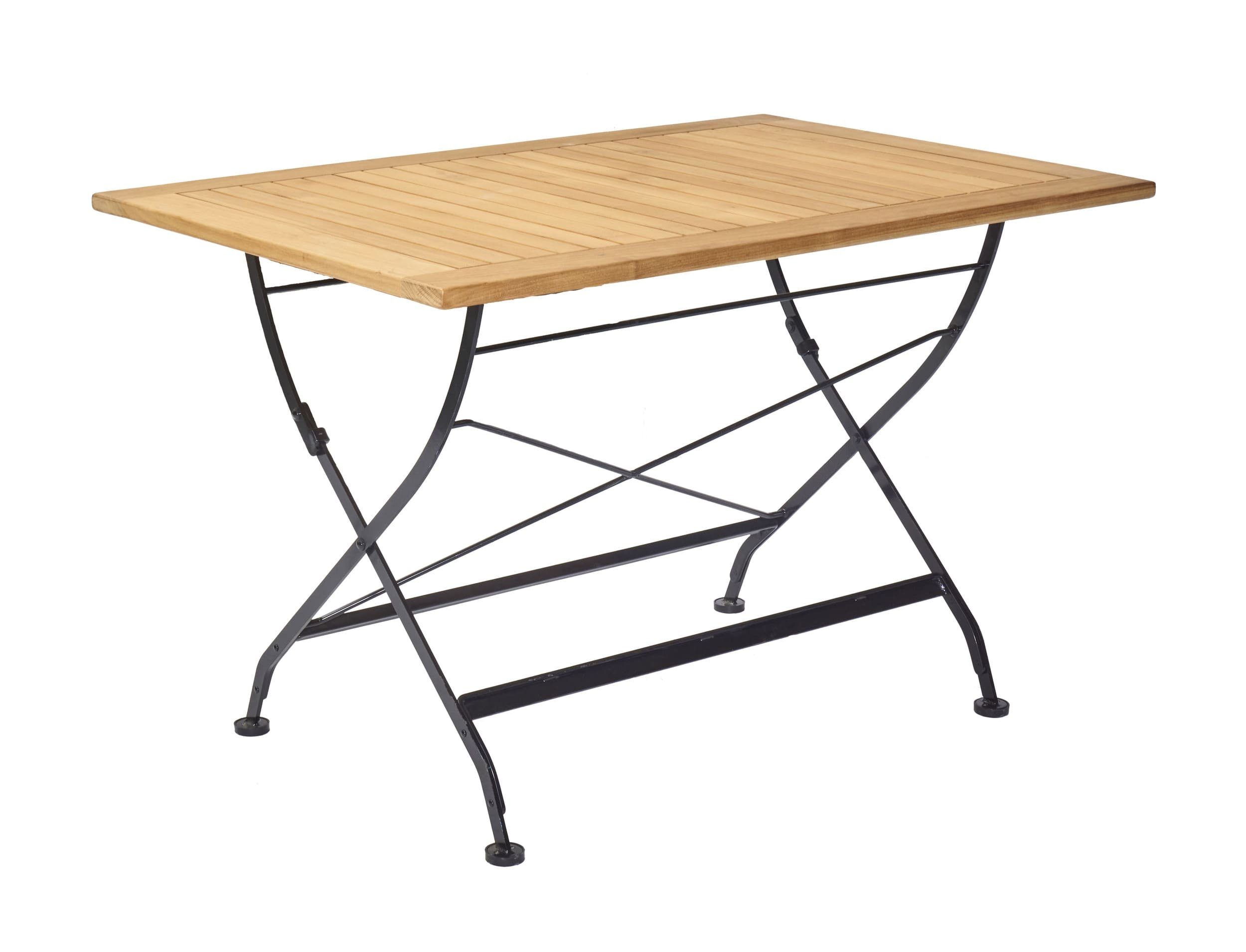 LC Garden Gartentisch Wimbledon Esstisch 120x80cm Teakholz schwarz klappbar Biergartentisch (Spar-set, 1 Tisch), Breite 120, klappbar, platzsparend, Teakholz-Tischplatte