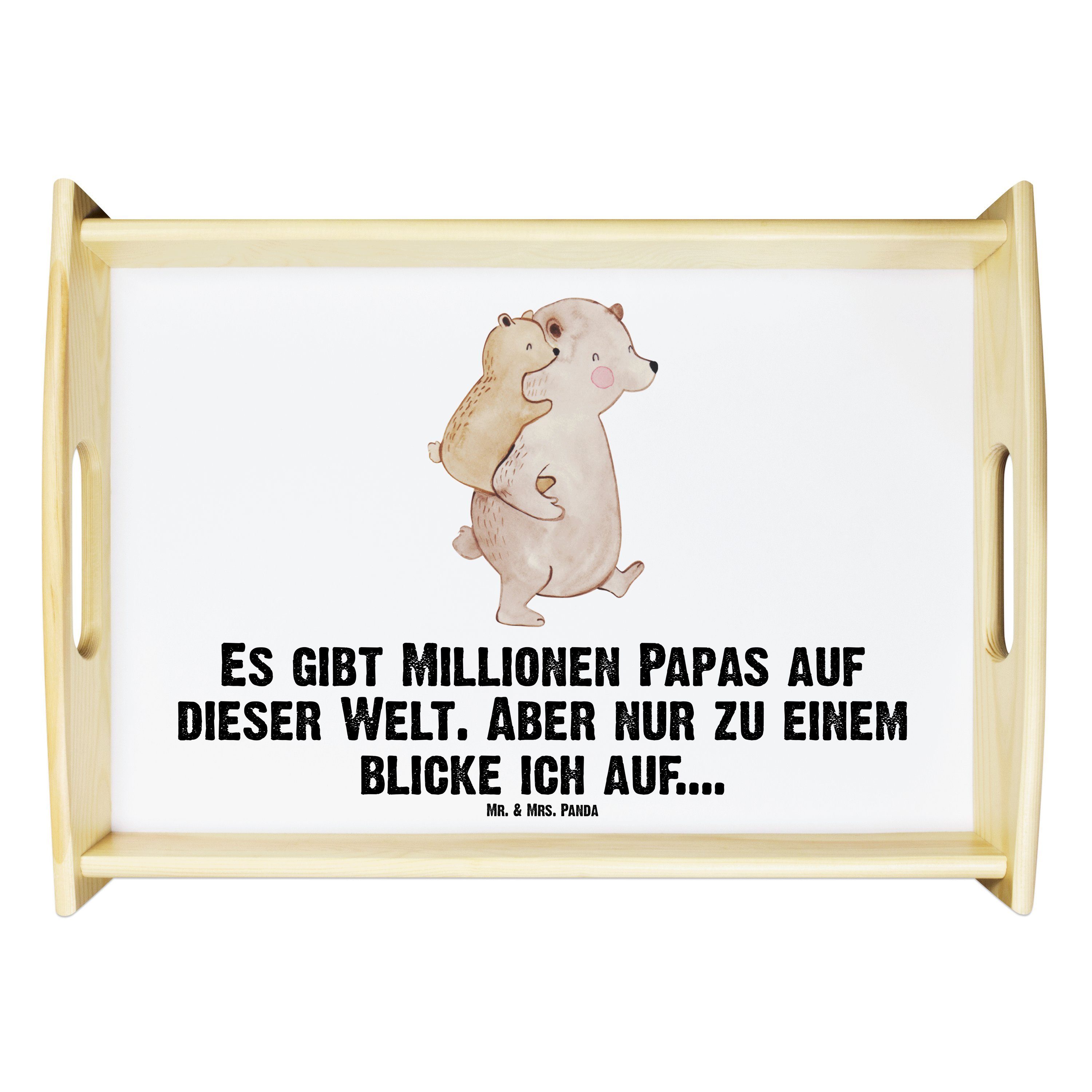 Mr. & Mrs. Panda Tablett Papa Bär - Weiß - Geschenk, Dekotablett, Tablett, Oma, Vatertag, Küch, Echtholz lasiert, (1-tlg)