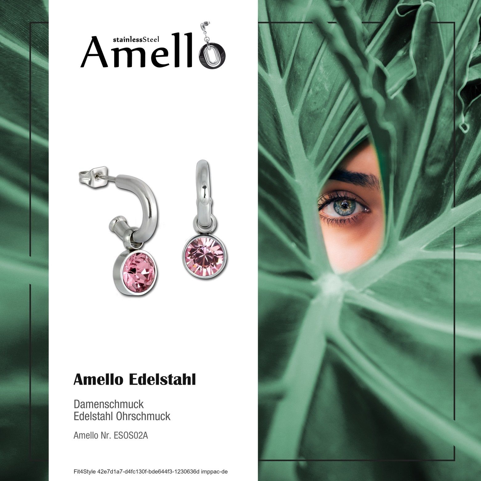Edelstahl Damen rosa Steel), Amello Edelstahl Creolen Paar Ohrringe (Creolen), rosa silberfarben, (Stainless aus Amello Creolen Creolen