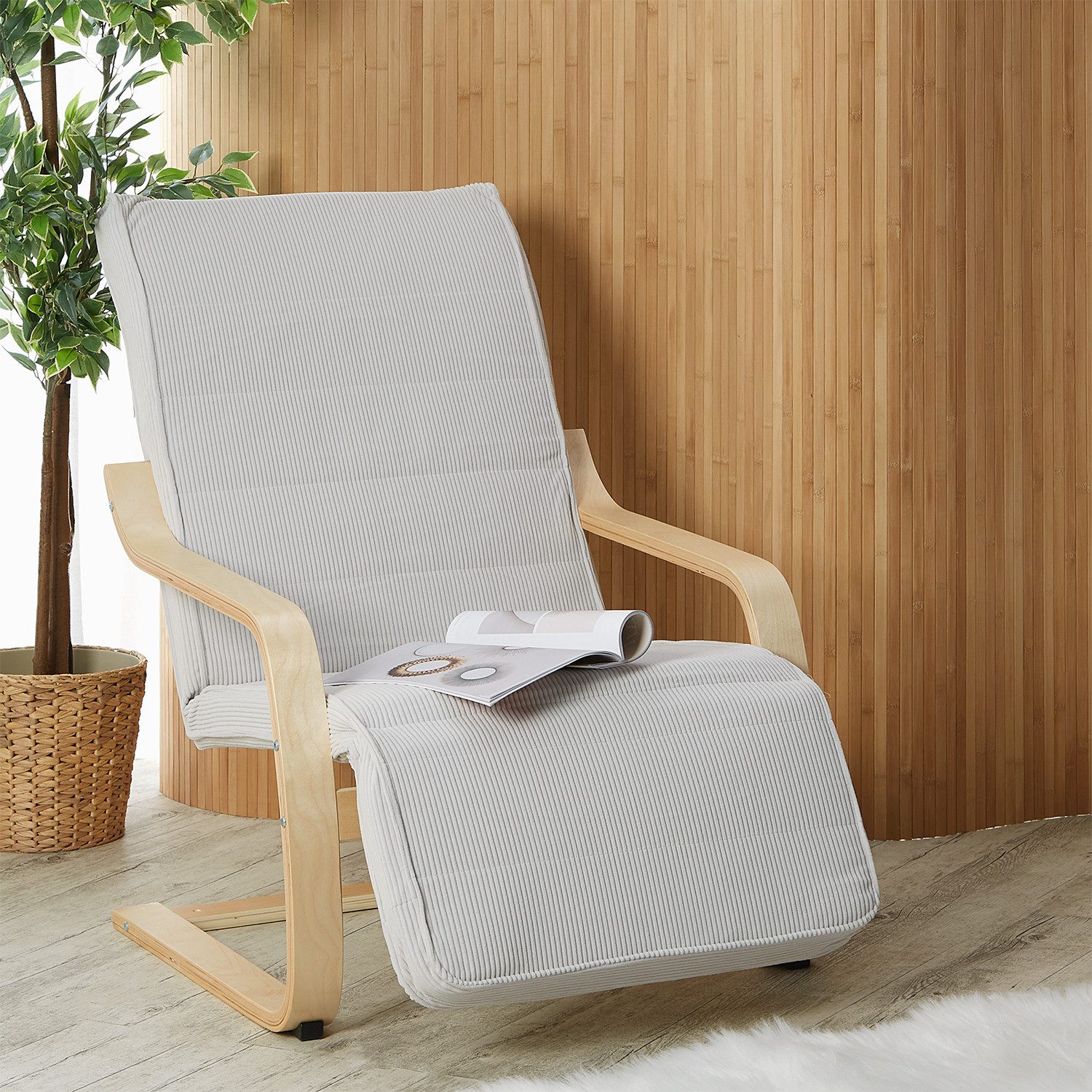 Homestyle4u Relaxsessel in Hellgrau Cord 2635 günstig online kaufen