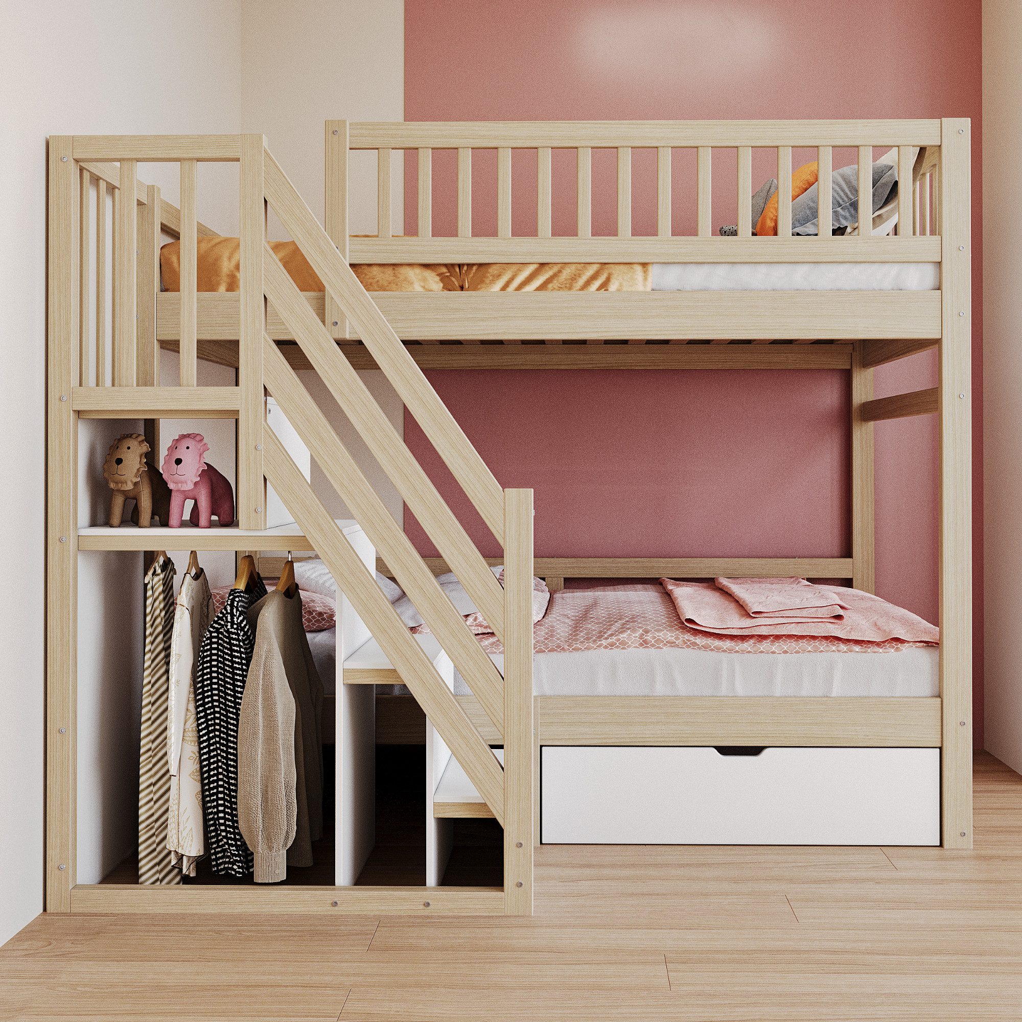 Flieks Etagenbett, Massivholz Kinderbett 90x200cm mit günstig online kaufen