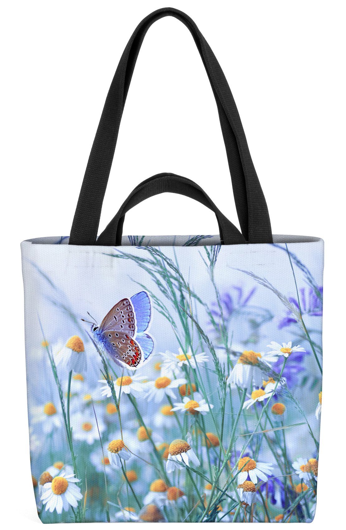 VOID Henkeltasche (1-tlg), Frühlingswiese Schmetterling Kamillen-Blüten Blumen-Wiese Schmetterlinge