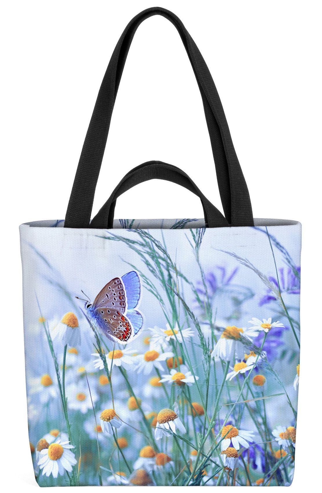 Schmetterling Henkeltasche Kamillen-Blüten (1-tlg), Blumen-Wiese Frühlingswiese VOID Schmetterlinge