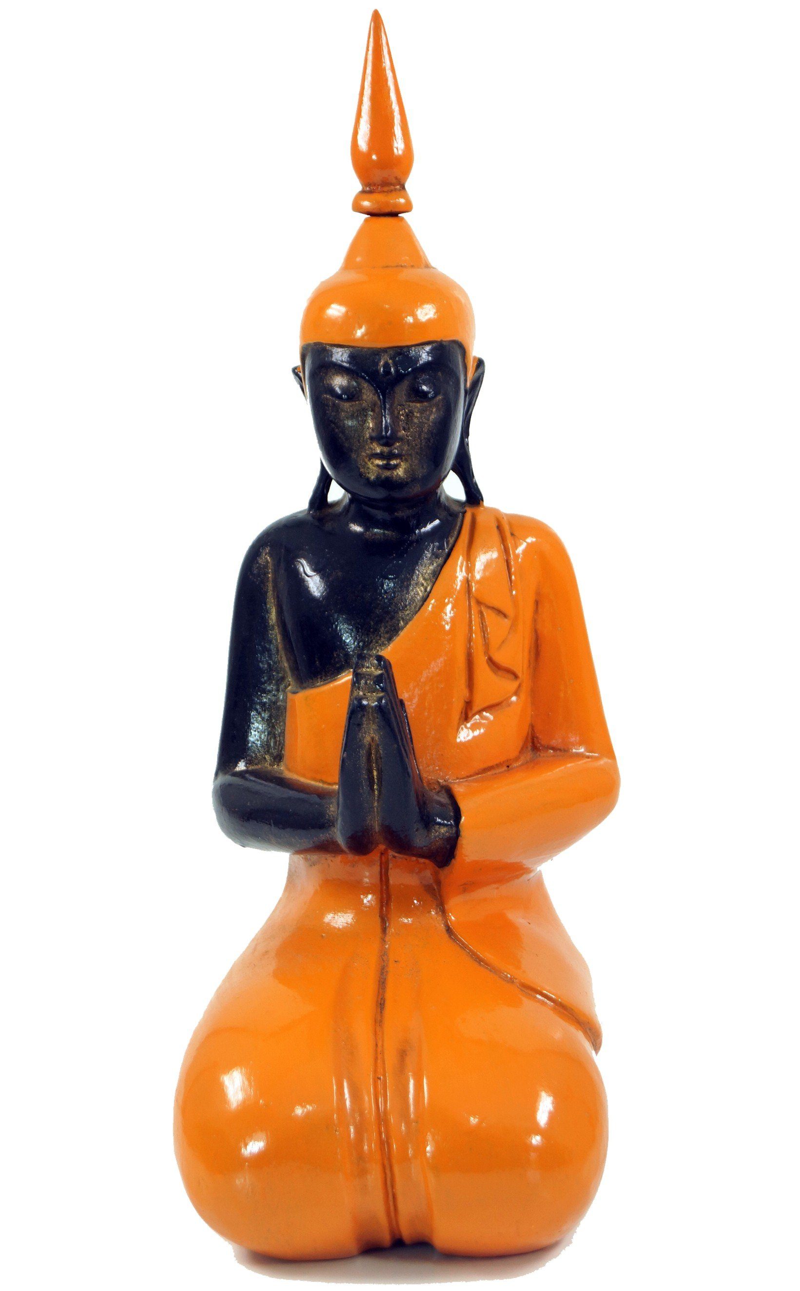 Geschnitzter -.. Mudra Buddhafigur Anjali orange 50cm knieender im Guru-Shop Buddha