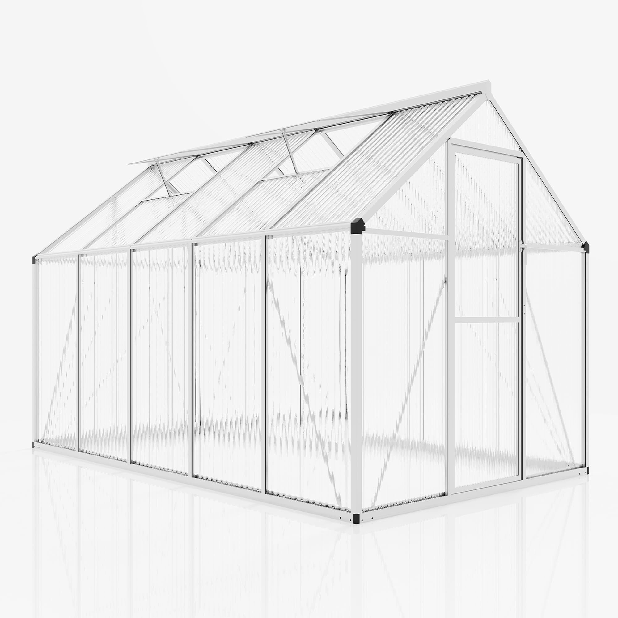 AMERLIFE Gewächshaus mit Schnellmontage & Aluminiumrahmen, 2 Belüftungsfenster, BxTxH: 303 x 181 x 195 cm, 181×303×195 cm, 10 m³ Volumen, UV-beständig & wetterf – Bild 3 von 5