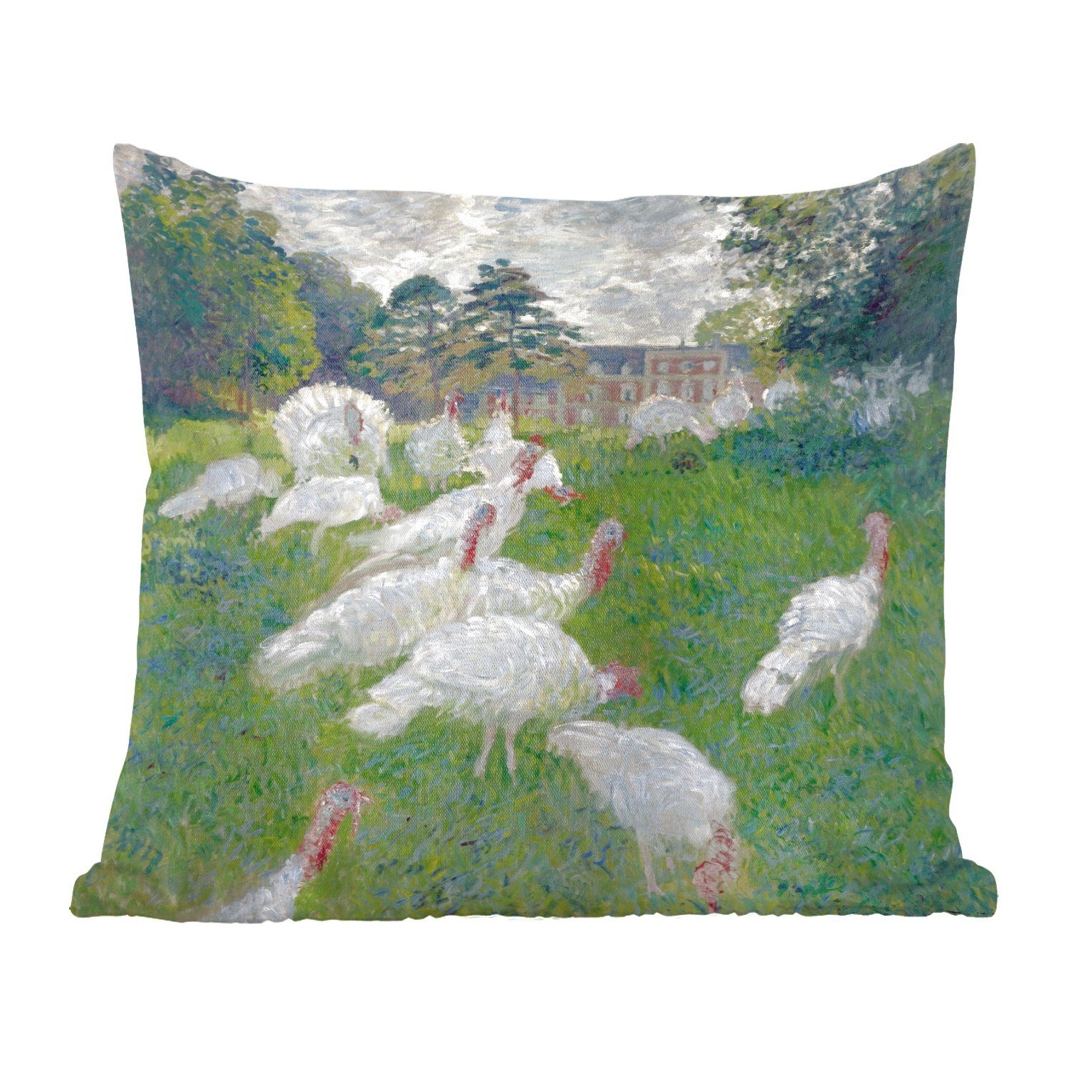 Truthähne Schlafzimmer, Dekokissen Zierkissen Wohzimmer, von Sofakissen mit Die Gemälde - Deko, Füllung Monet, Claude für MuchoWow