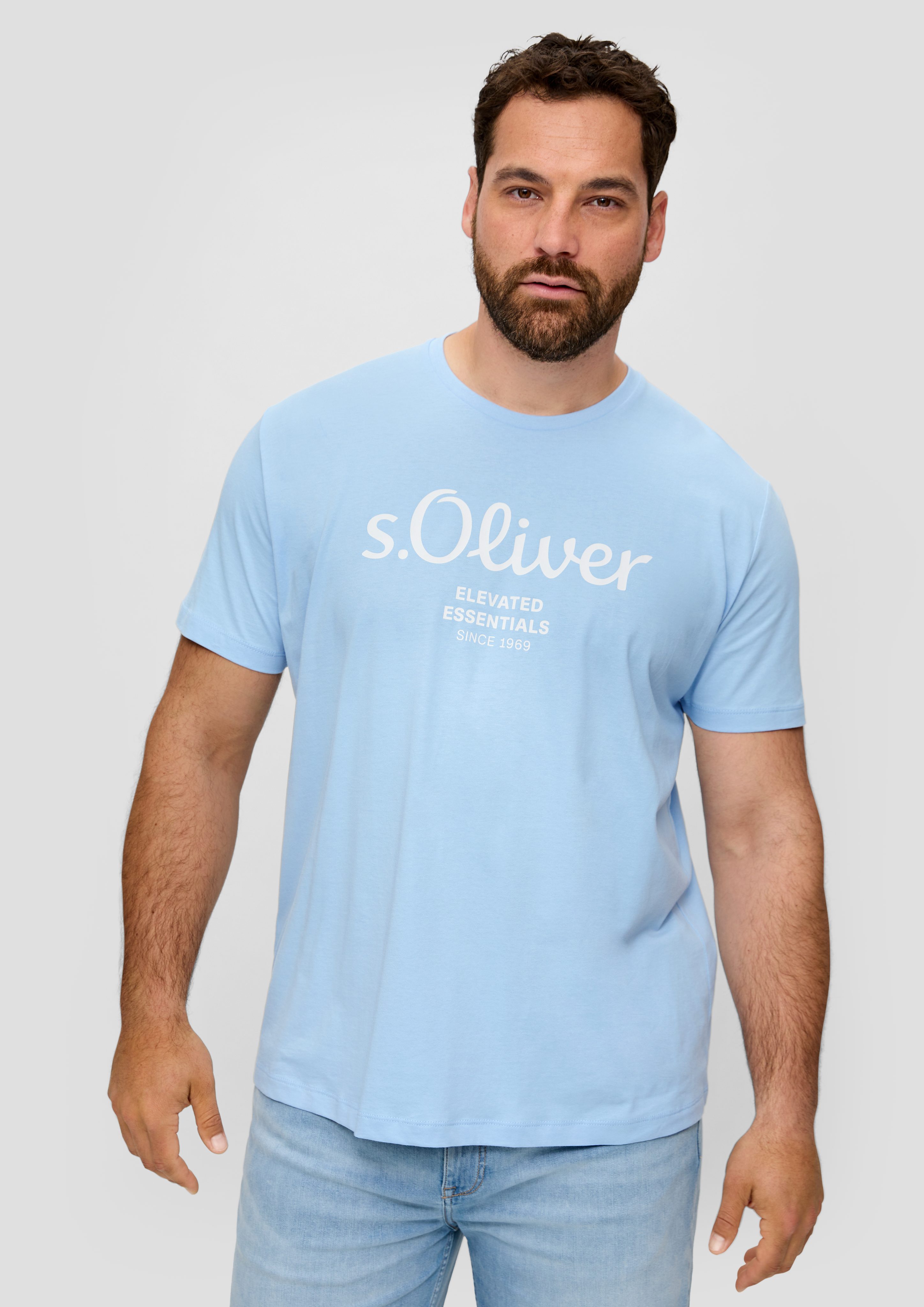 s.Oliver Kurzarmshirt T-Shirt mit Label-Print Logo günstig online kaufen