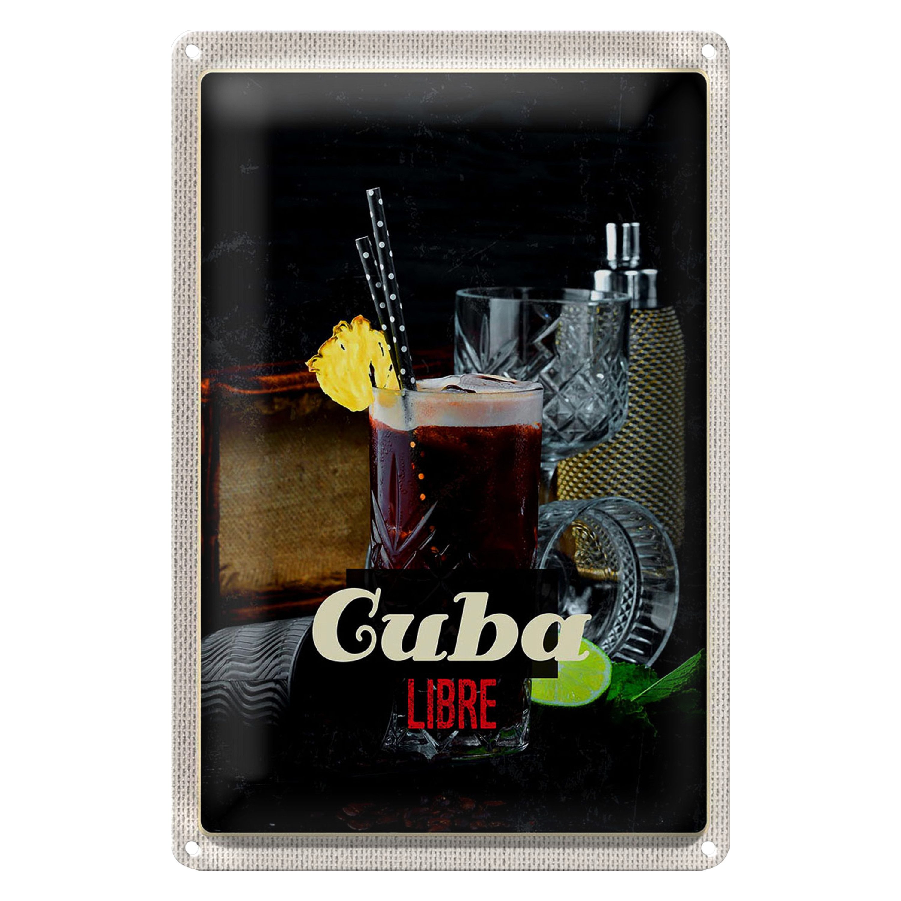 Roomando Metallschild Blechschild Reise 20x30cm Cuba Karibik Urlaub Getränke Libre