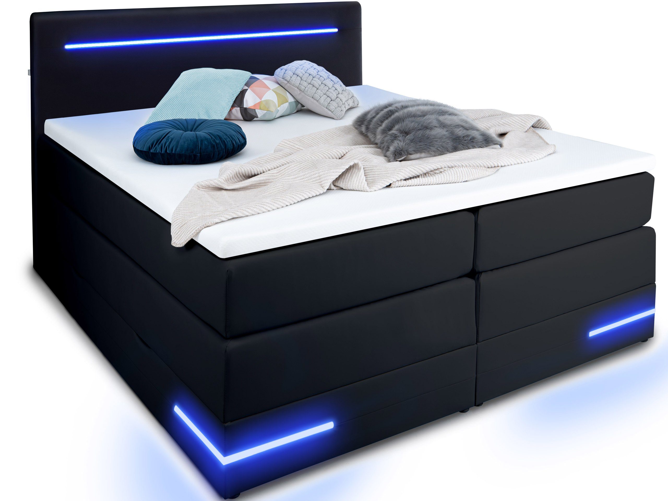 wonello Boxspringbett Daytona, mit LED Beleuchtung günstig online kaufen