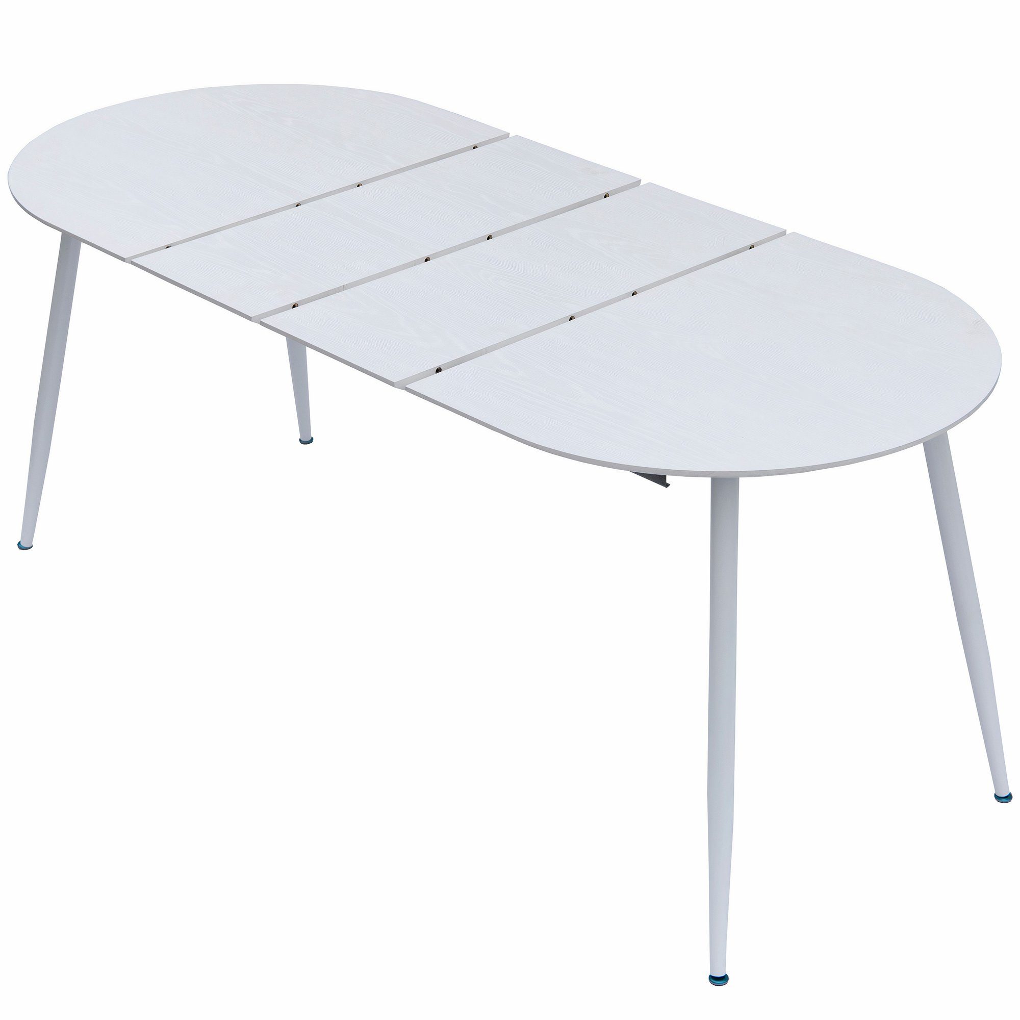 Holz Esstisch Tisch TRISENS 120-150-180x80cm 4-10Pers. Optik Ovaler Weiß Esstisch ausziehbar Rodrigo,