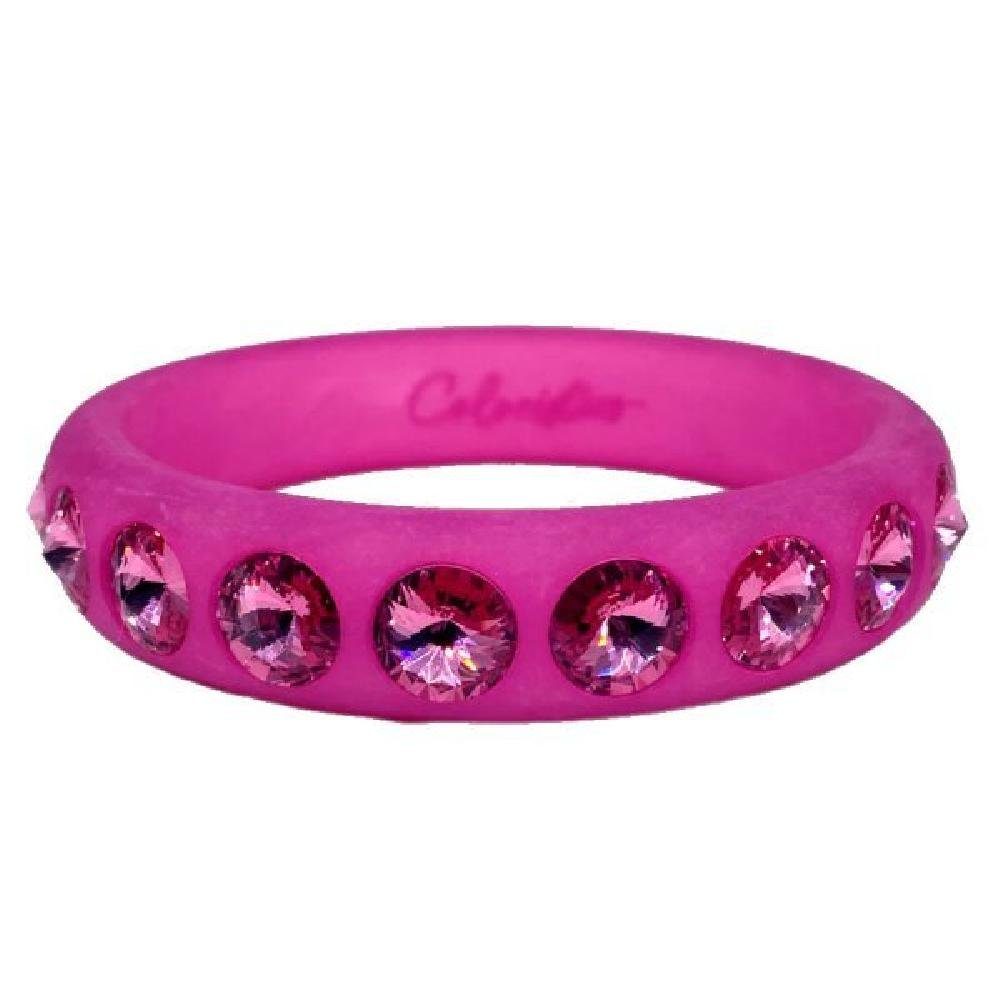 Coloristers Armband Armreif Sassari Pink mit Pinken Kristallen (Größe:L)