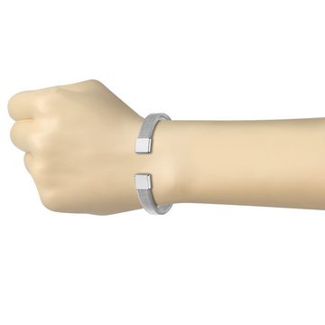 BUNGSA Armband Armreifen flexibles Maschengeflecht Silber aus Edelstahl Damen (1 Armband, 1-tlg), Bracelet Armschmuck
