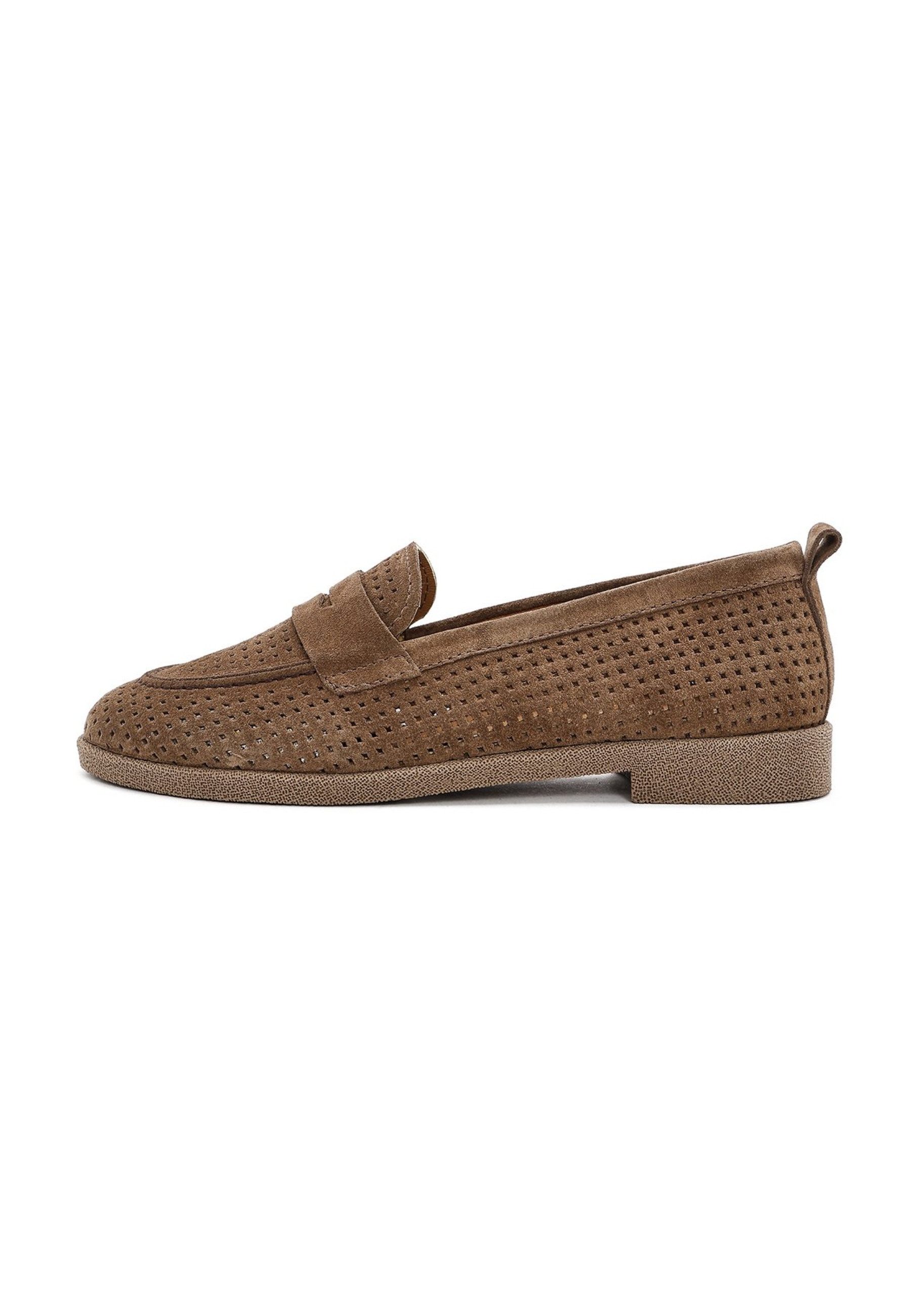 Derimod Loafer aus Wildleder Loafer Textilfutter, TPU Sohle, Absatz 1,5 cm