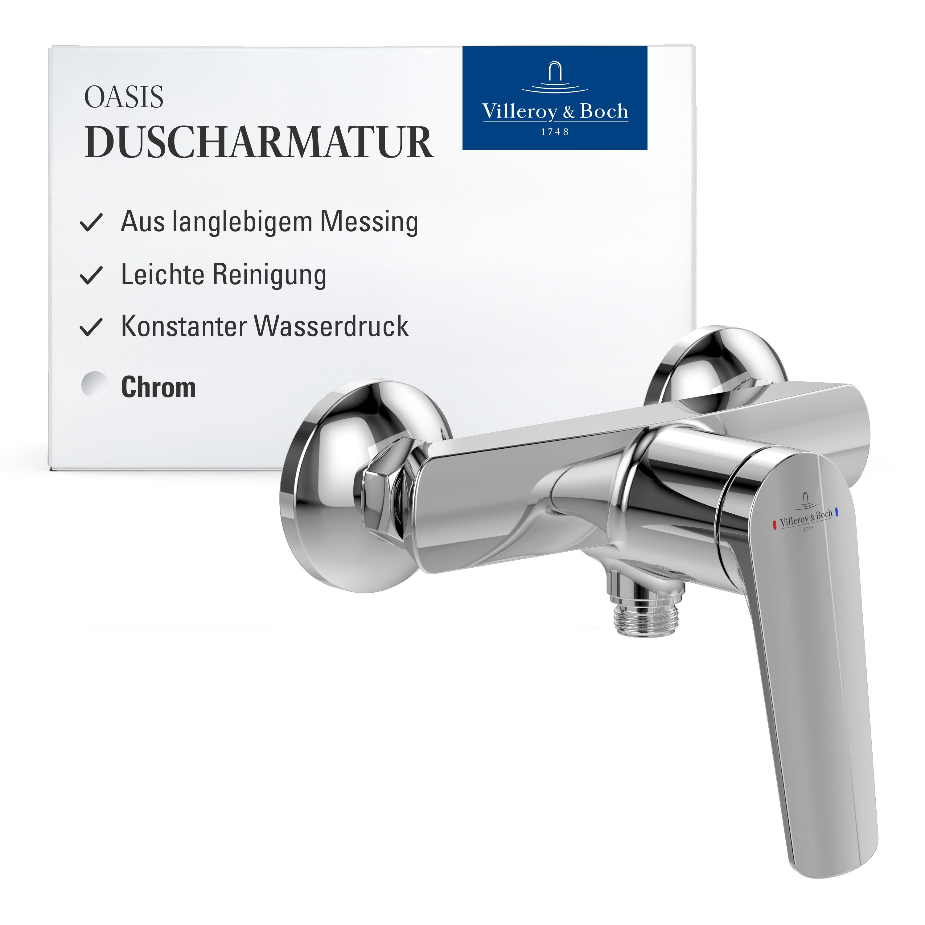 Villeroy & Boch Duscharmatur Oasis Mischbatterie Dusche mit Rückflussschutz und Keramikkartusche