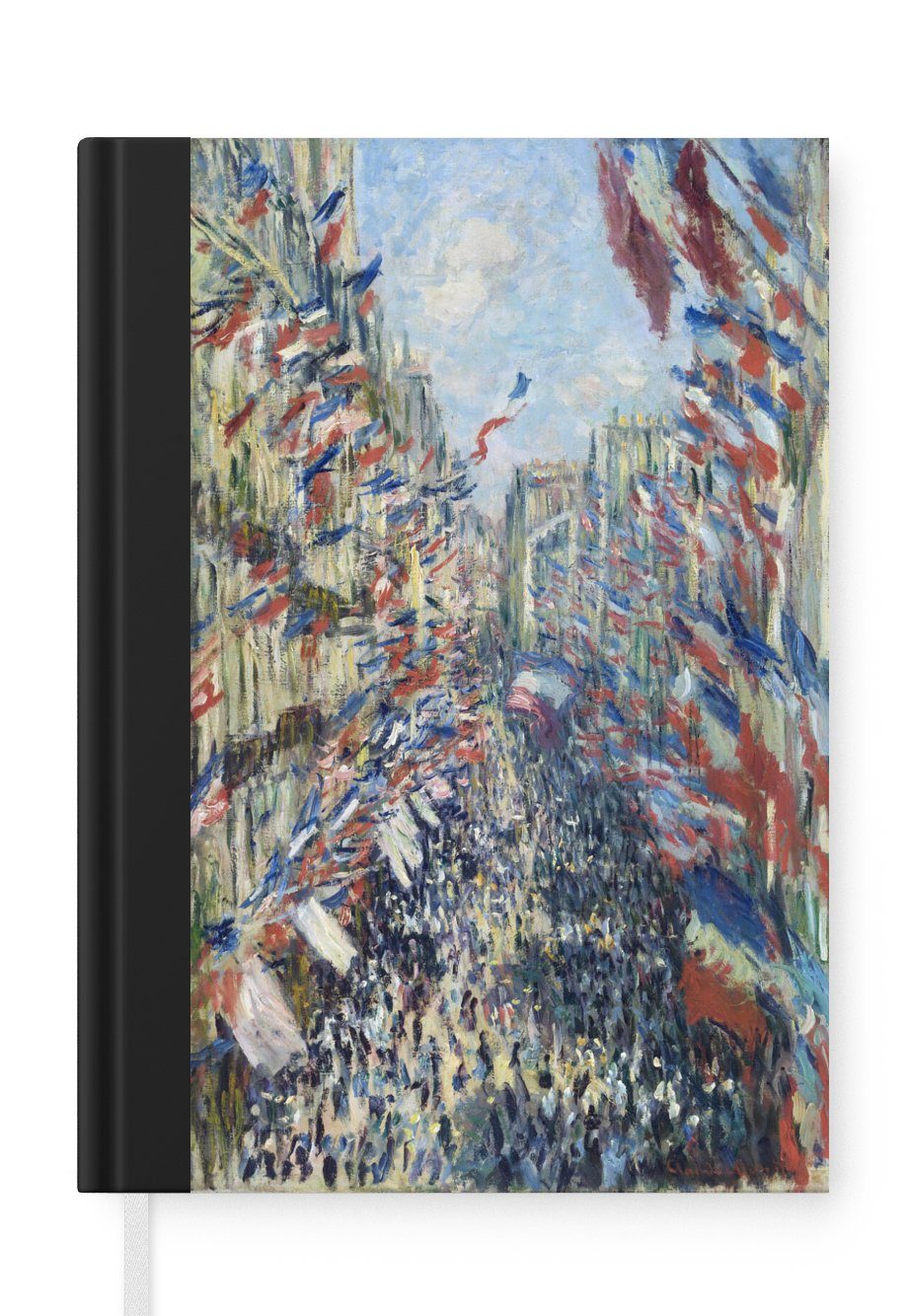 MuchoWow Notizbuch Rue Montorgueil in Paris - Gemälde von Claude Monet, Journal, Merkzettel, Tagebuch, Notizheft, A5, 98 Seiten, Haushaltsbuch