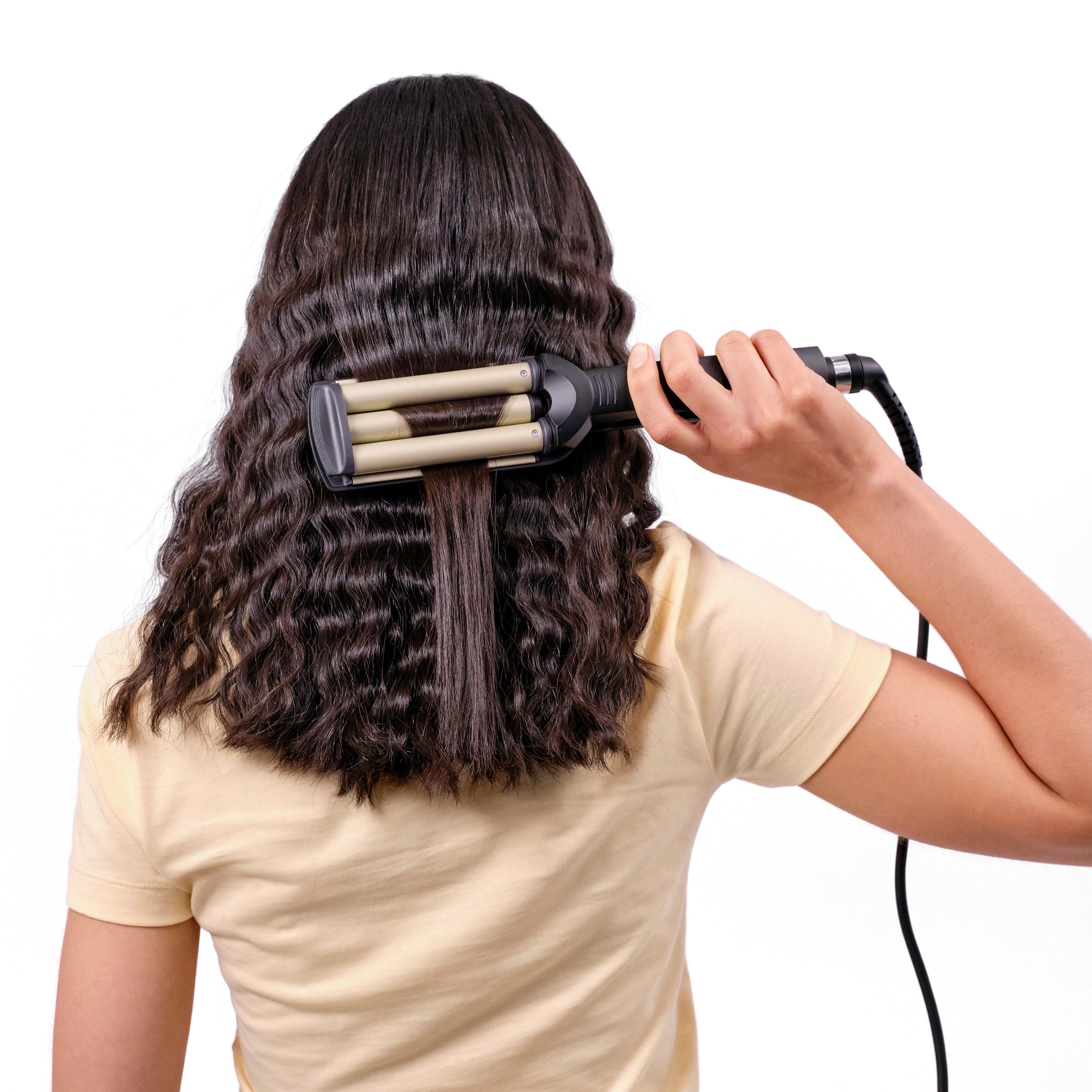 BaByliss Welleneisen BaByliss Easy Waves Welleneisen mit Titan-Keramik, Lockenstab, C260E Titanium-Keramik-Beschichtung, Styler für Beachwaves und Wellen, 3 Temperaturstufen bis 200 °C grau|schwarz