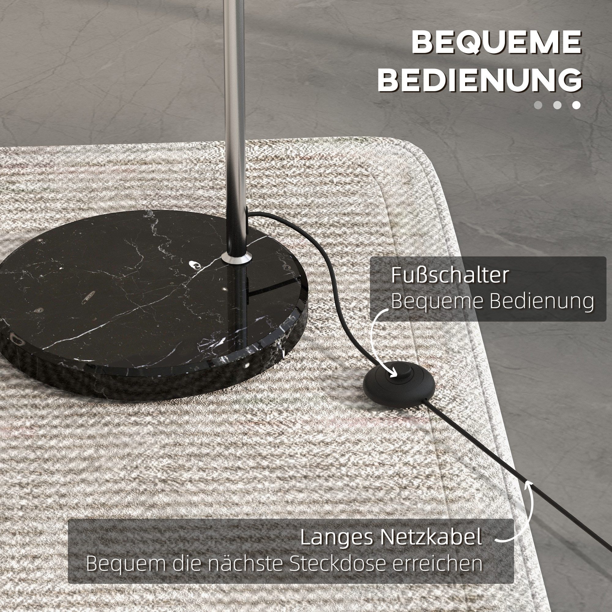 furnicato Stehlampe Bogenleuchte 170-180cm Silber/Schwarz – Bild 5 von 5