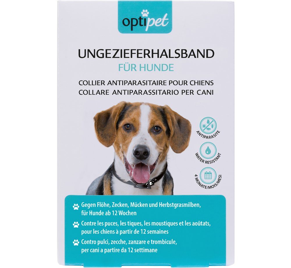 OptiPet Zeckenhalsband Flohhalsband für Hunde Zeckenhalsband, Wirkt 4 Monate, wasserfest für Hunde ab 12 Wochen