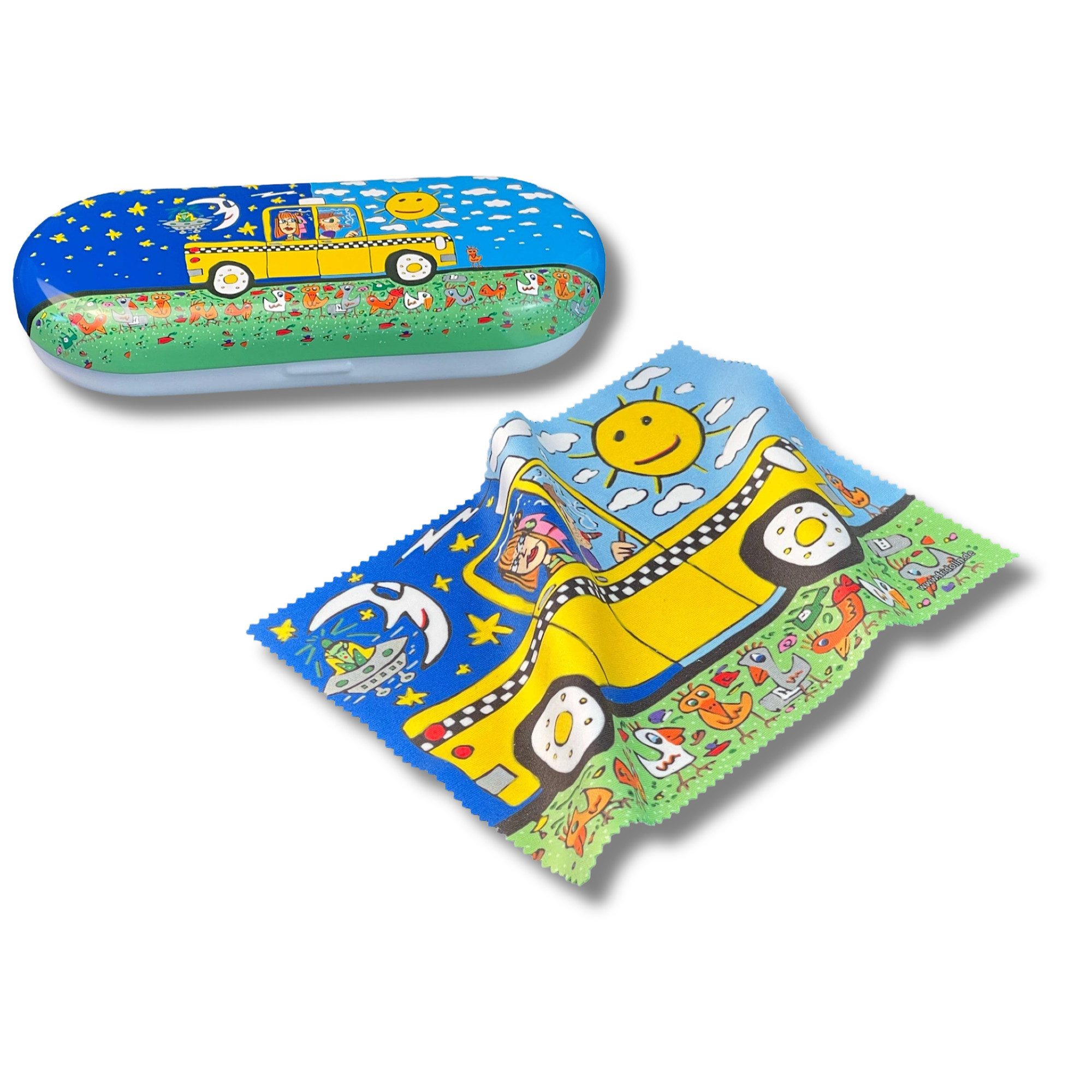 MediMuc Brillenetui Flaches Brillenetui mit passendem Reinigungstuch, Schützt Brillen vor Kratzern und Beschädigungen.