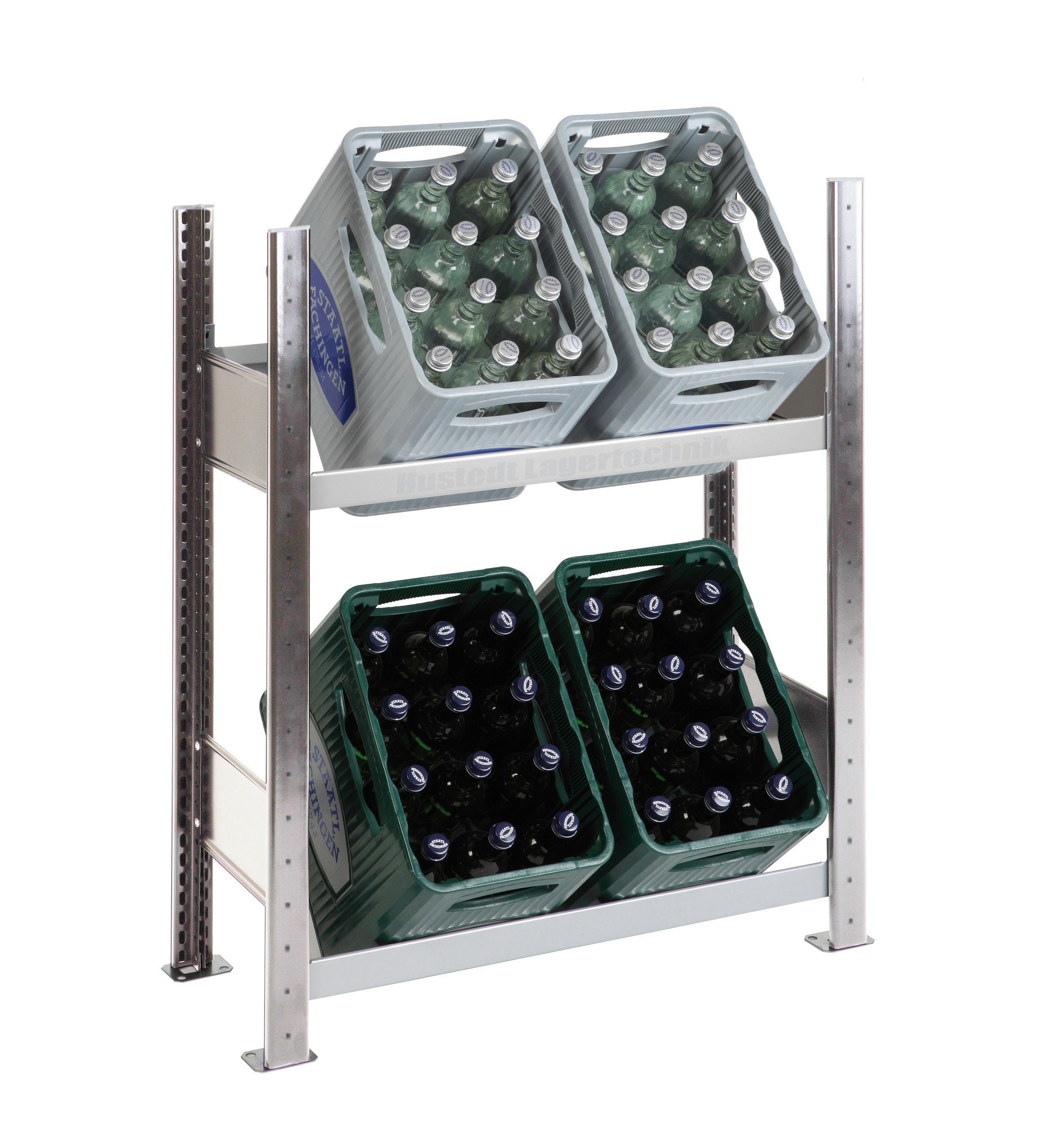 SCHULTE Lagertechnik Regal Getränkekistenregal für 4 Kästen, 100x81x34 cm HxBxT, 150 kg/Ebene | Regale