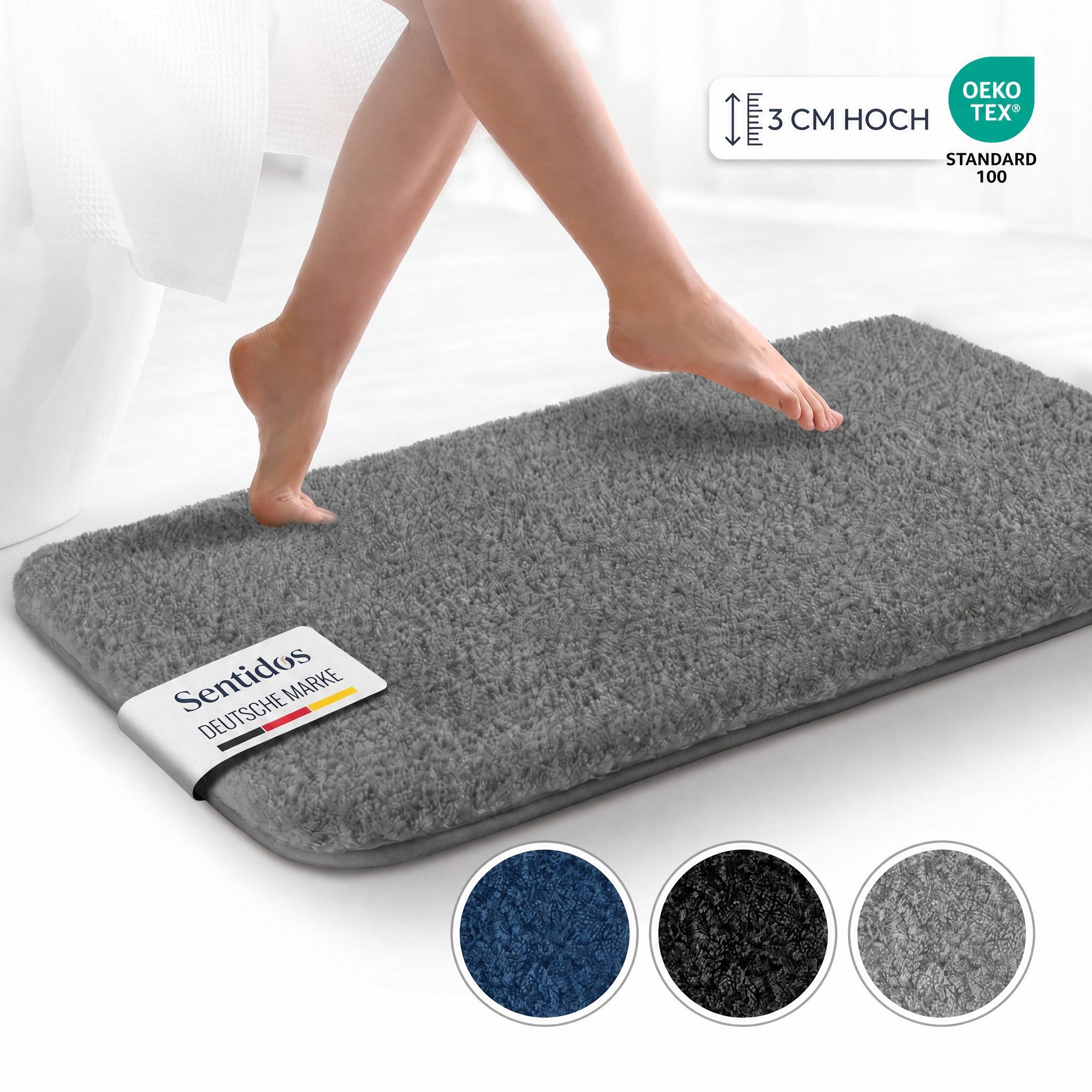 Sentidos Badematte badteppich rutschfest Eleganter Badezimmerteppich, Höhe 20 mm, Polyester, 70x120cm, badematten badläufer badgarnitur badteppiche teppich toilette