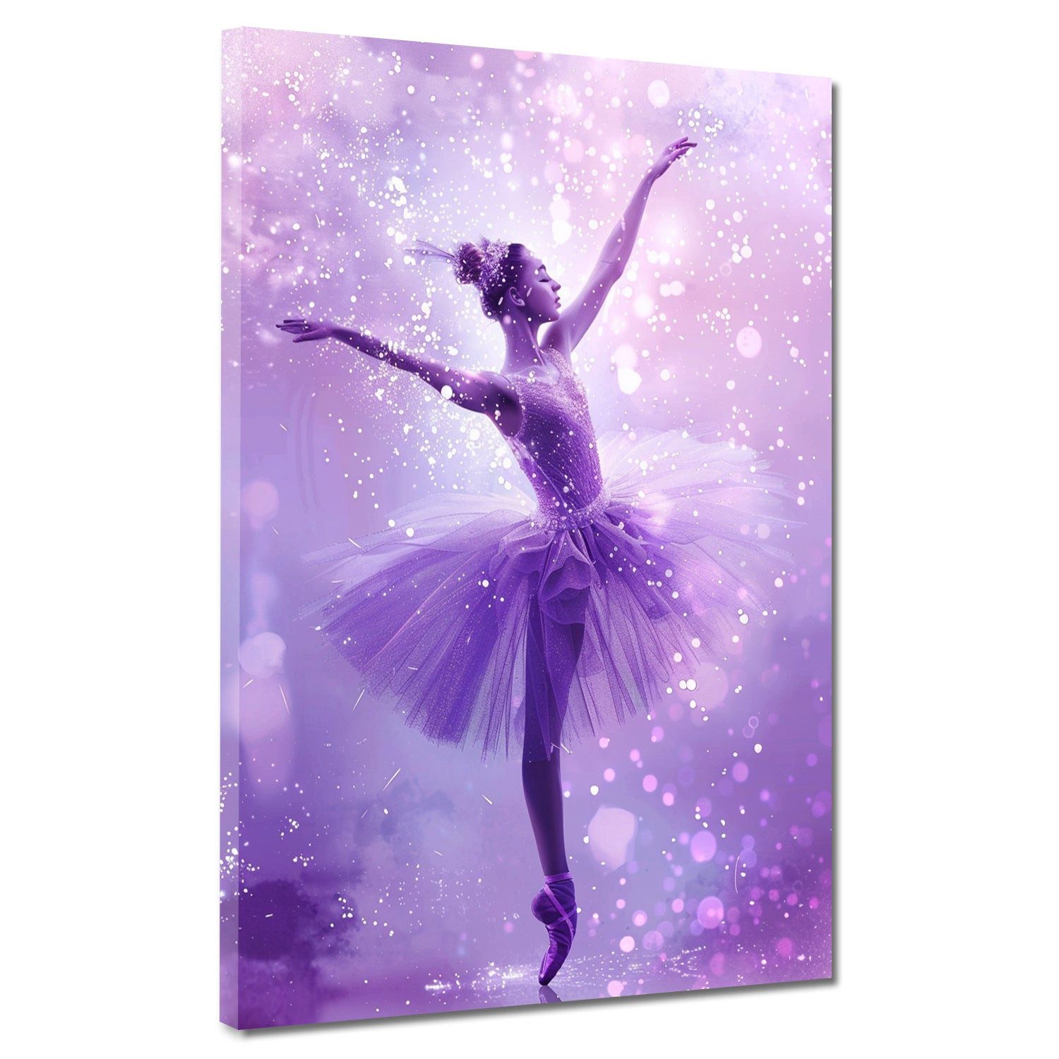 Artedinoi Leinwandbild Ballerina funkelndes Violett Magie Leinwandbild Wandbild XXL Deko, Ballerina in funkelndem Violett