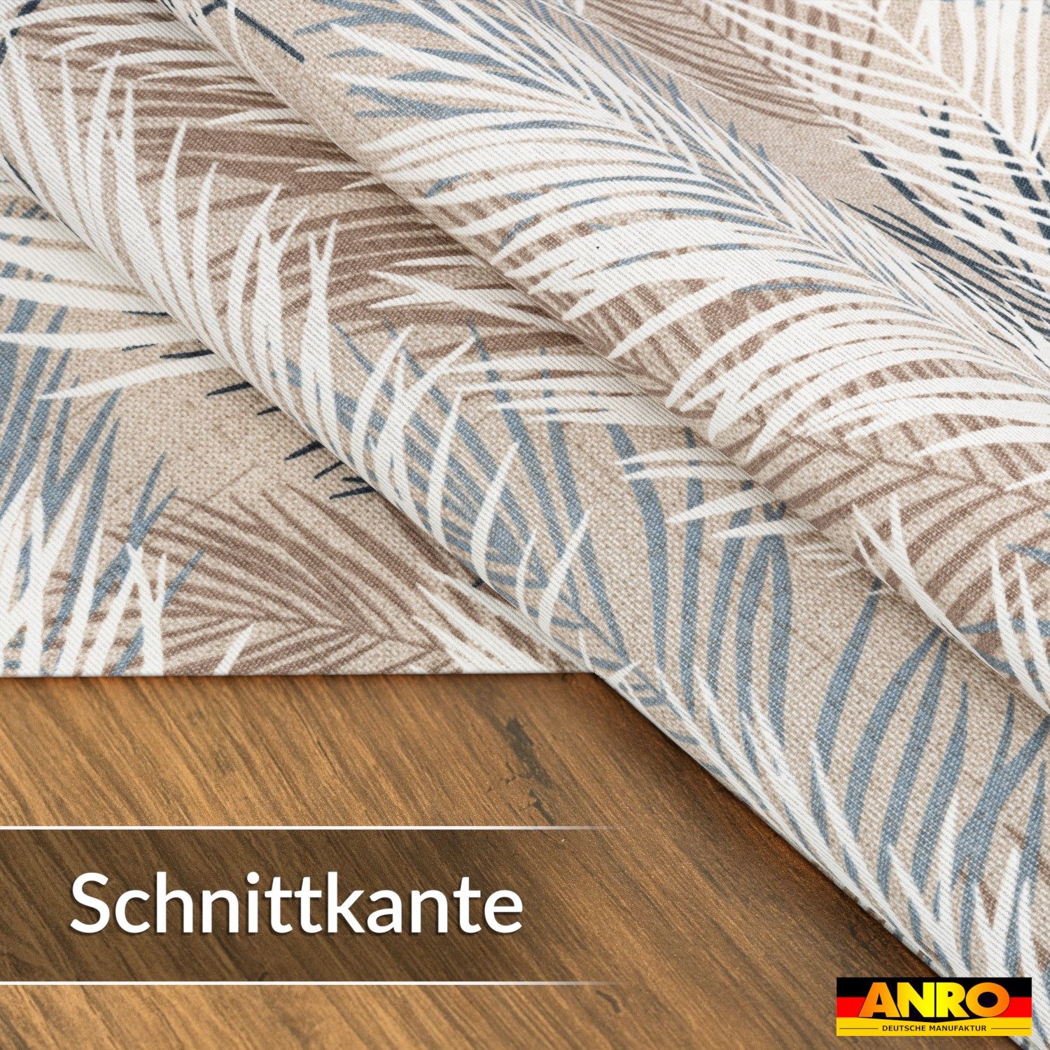 ANRO Tischdecke abwaschbar Baumwolloptik Palmenblätter Grau wetterfest (Einzelstück 1-tlg, eine Tischdecke), Stofftischdecke schmutzabweisend 100x140cm Palmenblätter Grau