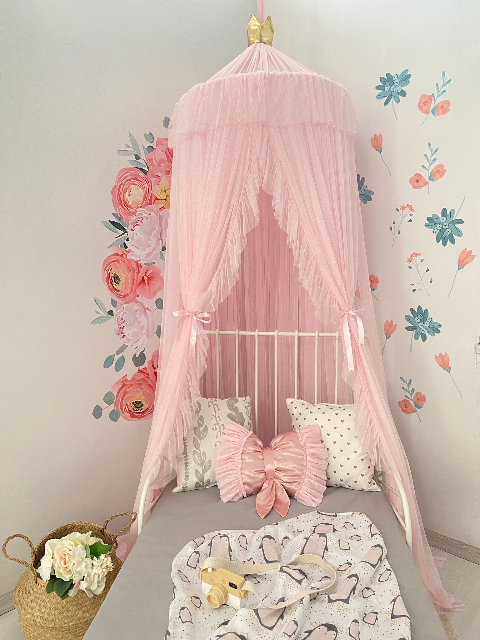Baby Fancyroom Betthimmel Baldachin 25M Betthimmel Kinderzimmer Babyzimmer Moskitonetz (Hausbett, Kinderbetthimmel, fließendes Material, passend auch zur Leseecke zum Entspannen), luftdurchlässig, hochwertig rosa