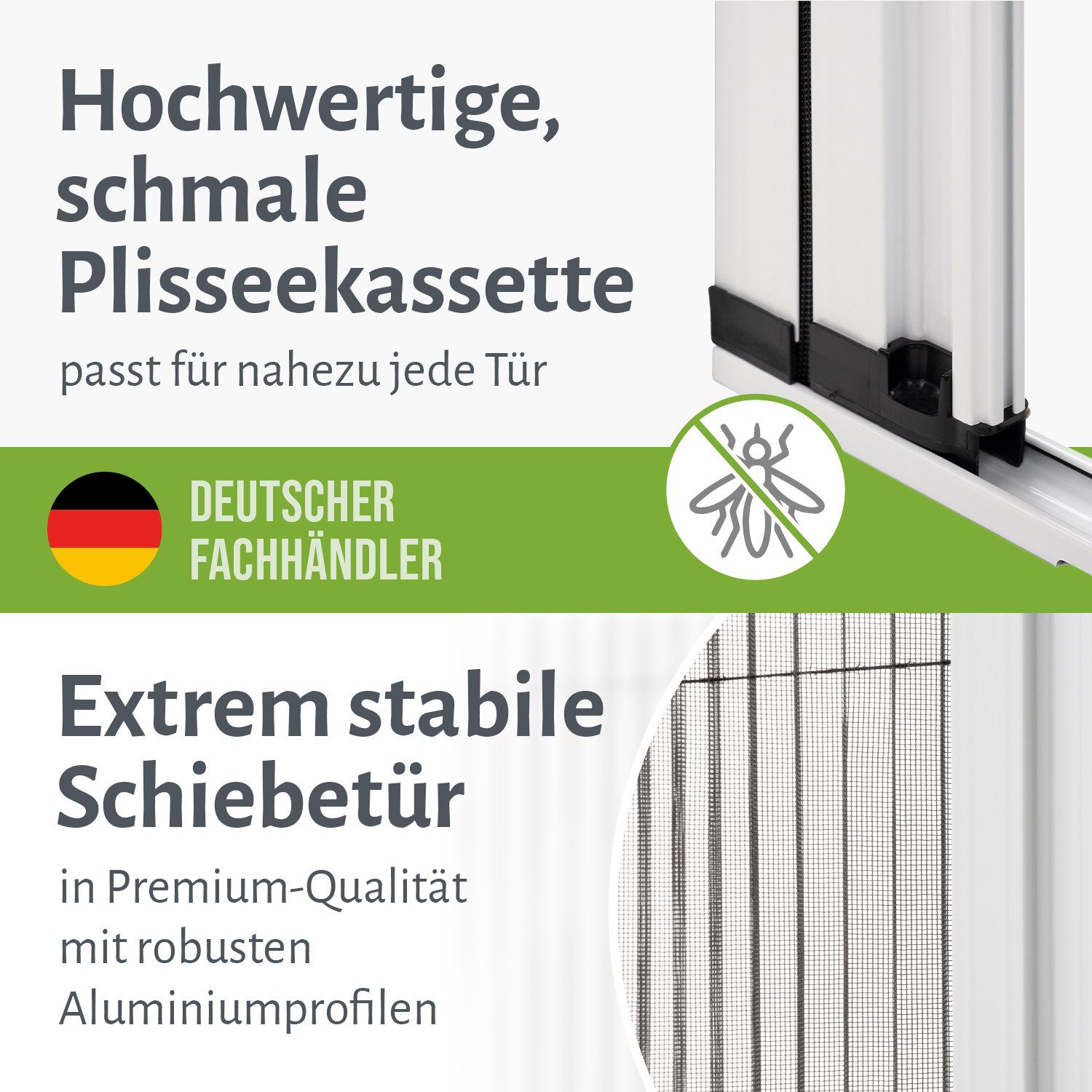 empasa Insektenschutz-Schiebetür "EM23", Insektenschutz Plisseetür Fliegengittertür