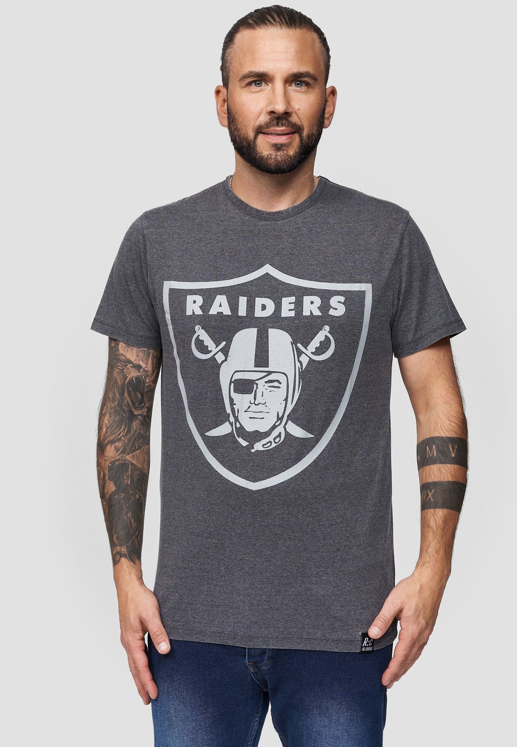 Recovered T-Shirt NFL Raiders Classic Vintage GOTS zertifizierte Bio-Baumwolle Kohlegrau
