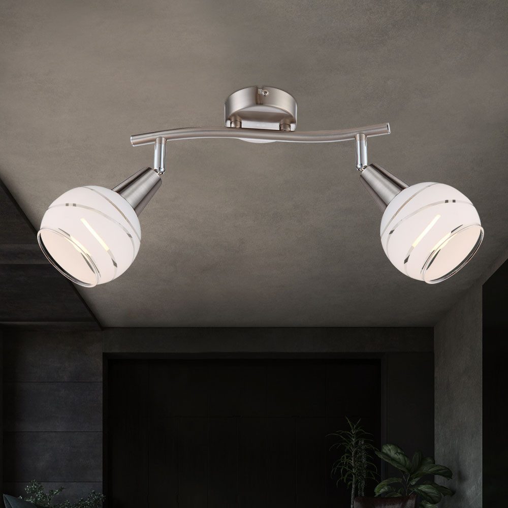 GLOBO LIGHTING LED Deckenleuchte, Leuchtmittel inklusive, Warmweiß, Deckenleuchte Wandlampe Spotstrahler LED 2 Flammig Glas satiniert